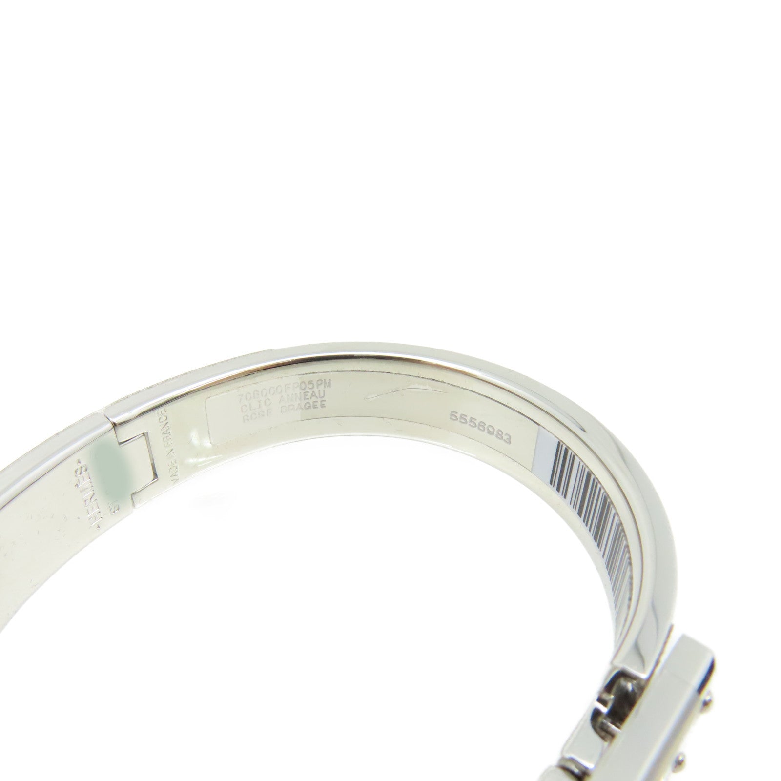 HERMES 金屬/陶瓷Clic Anneau Bracelet銀扣手鏈Rose Drage淺粉紅/銀色
