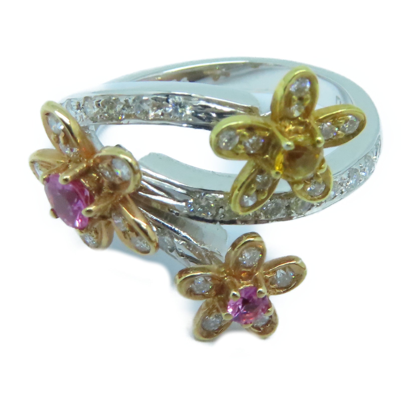 JEWELRY 18K White Gold/Gold Sapphire Ring 0.33ct Sapphire/0.51ct Diamond Ring US#6