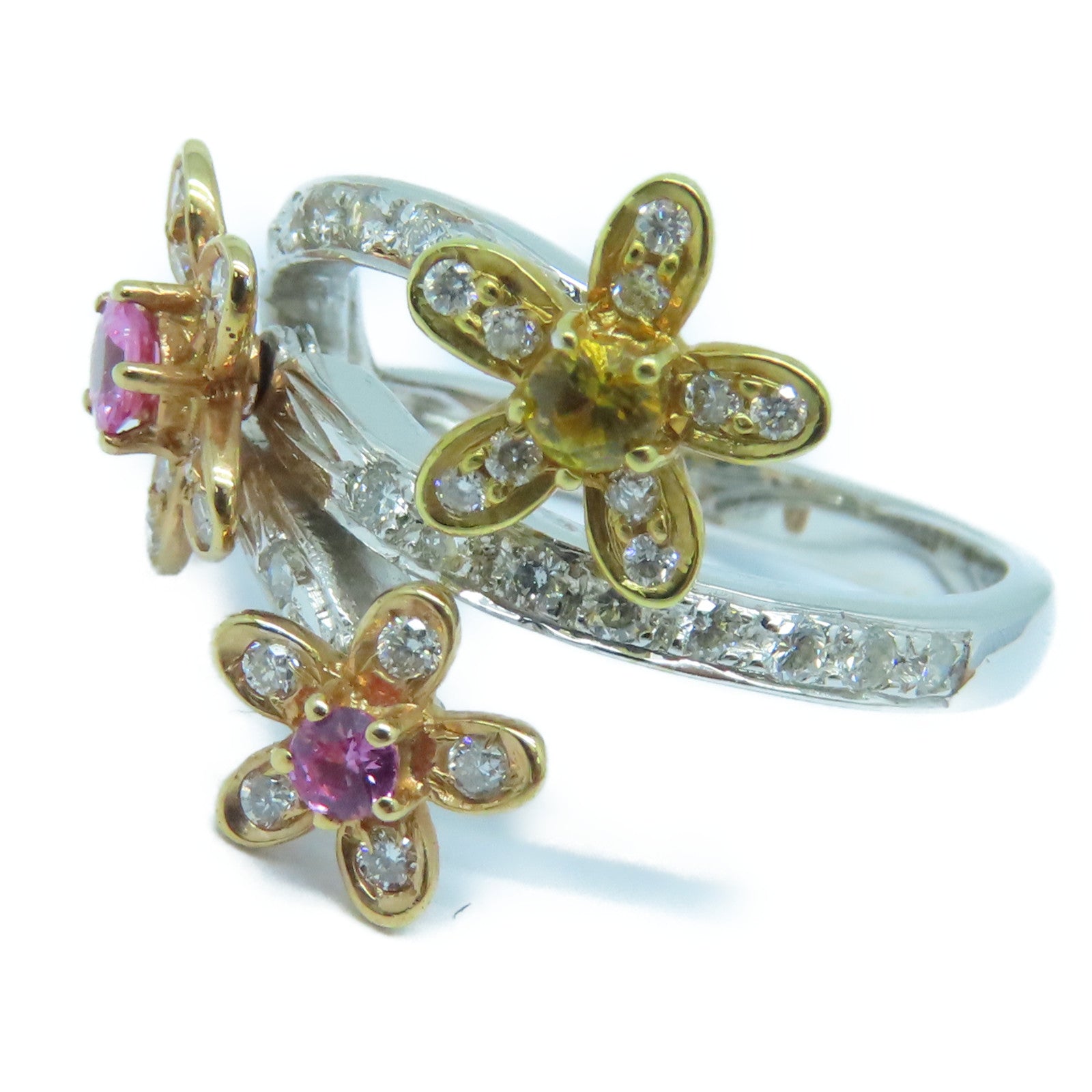 JEWELRY 18K White Gold/Gold Sapphire Ring 0.33ct Sapphire/0.51ct Diamond Ring US#6