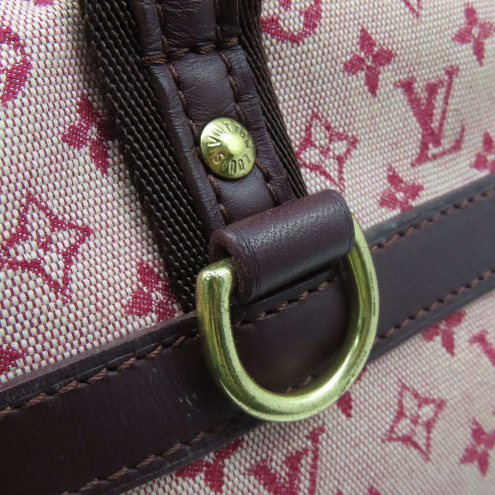 LOUIS VUITTON Monogram Mini Josephine PM金扣肩背袋酒红色