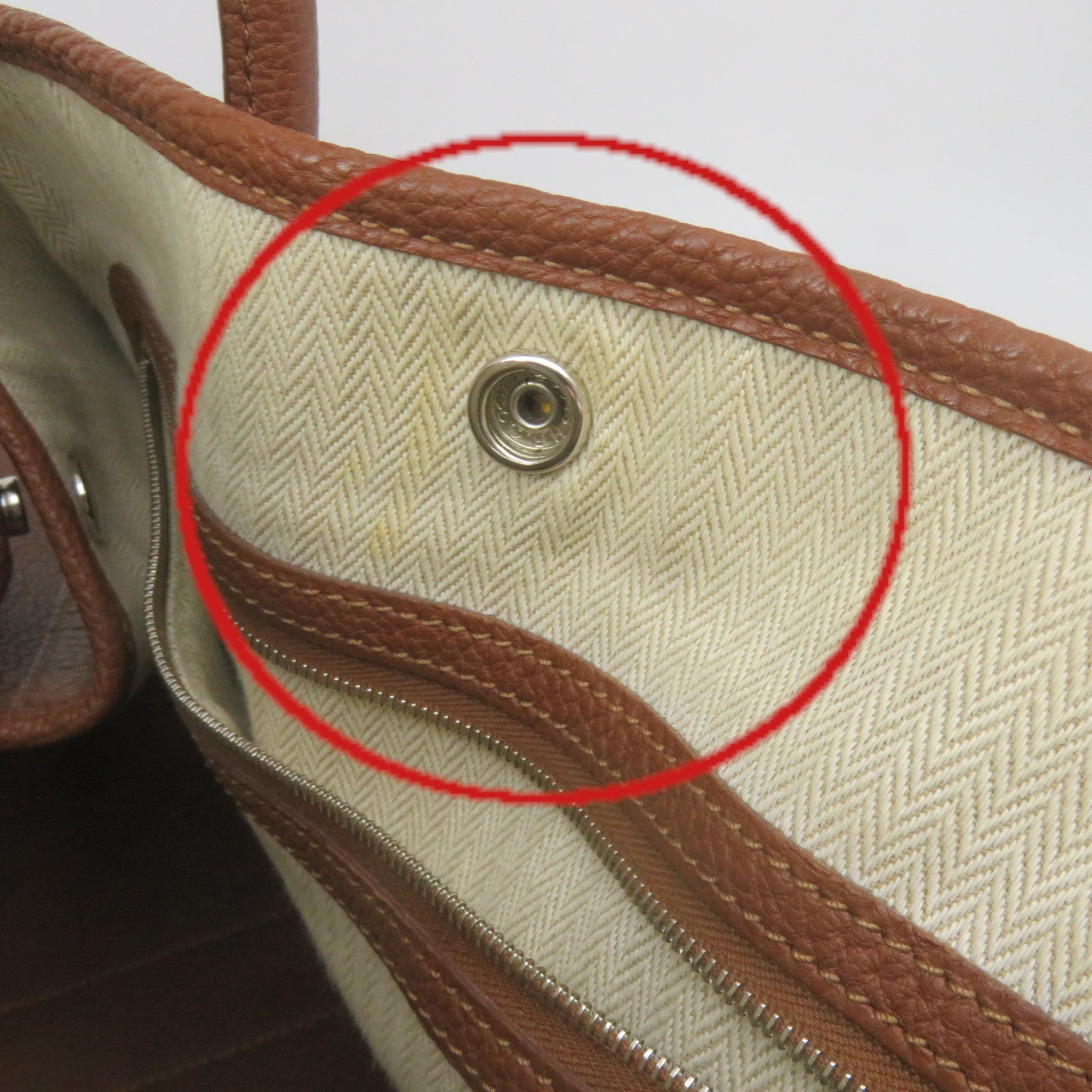 HERMES Negonda皮革Garden Party PM Tote Bag銀扣手挽袋經典駝色