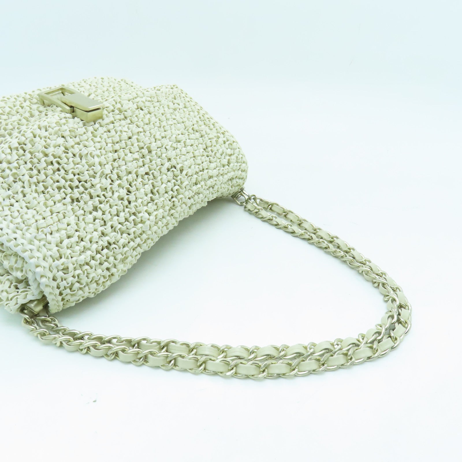ANTEPRIMA PVC Shoulder Bag銀扣鏈帶肩背袋白色/炫光