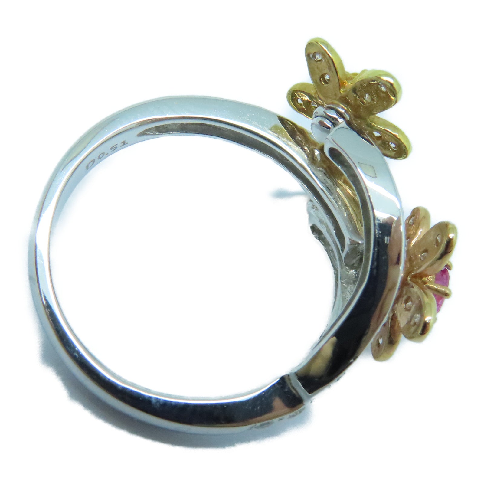 JEWELRY 18K White Gold/Gold Sapphire Ring 0.33ct Sapphire/0.51ct Diamond Ring US#6
