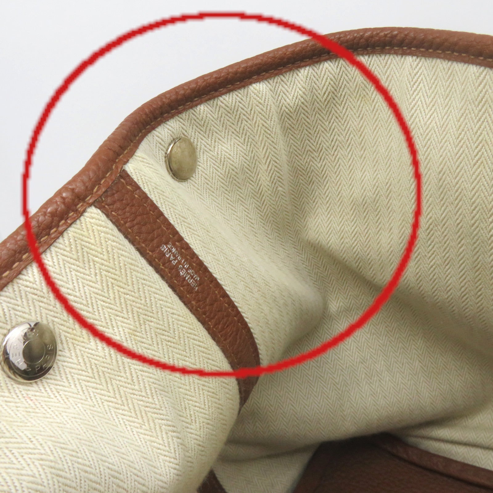 HERMES Negonda皮革Garden Party PM Tote Bag銀扣手挽袋經典駝色
