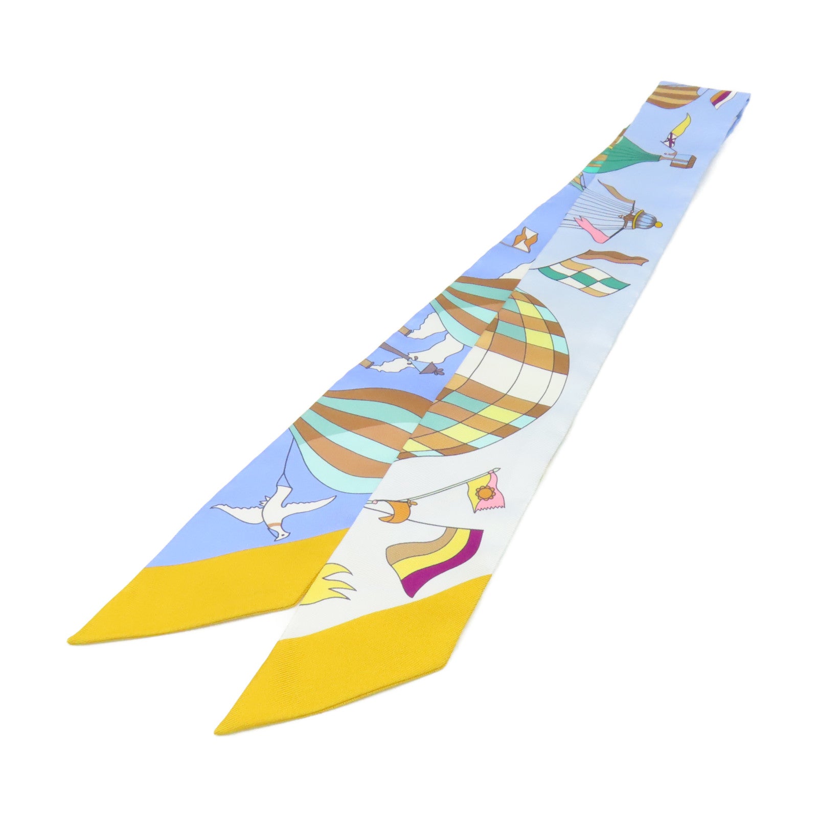 HERMES 絲質Twilly Scarf絲巾藍色/彩色