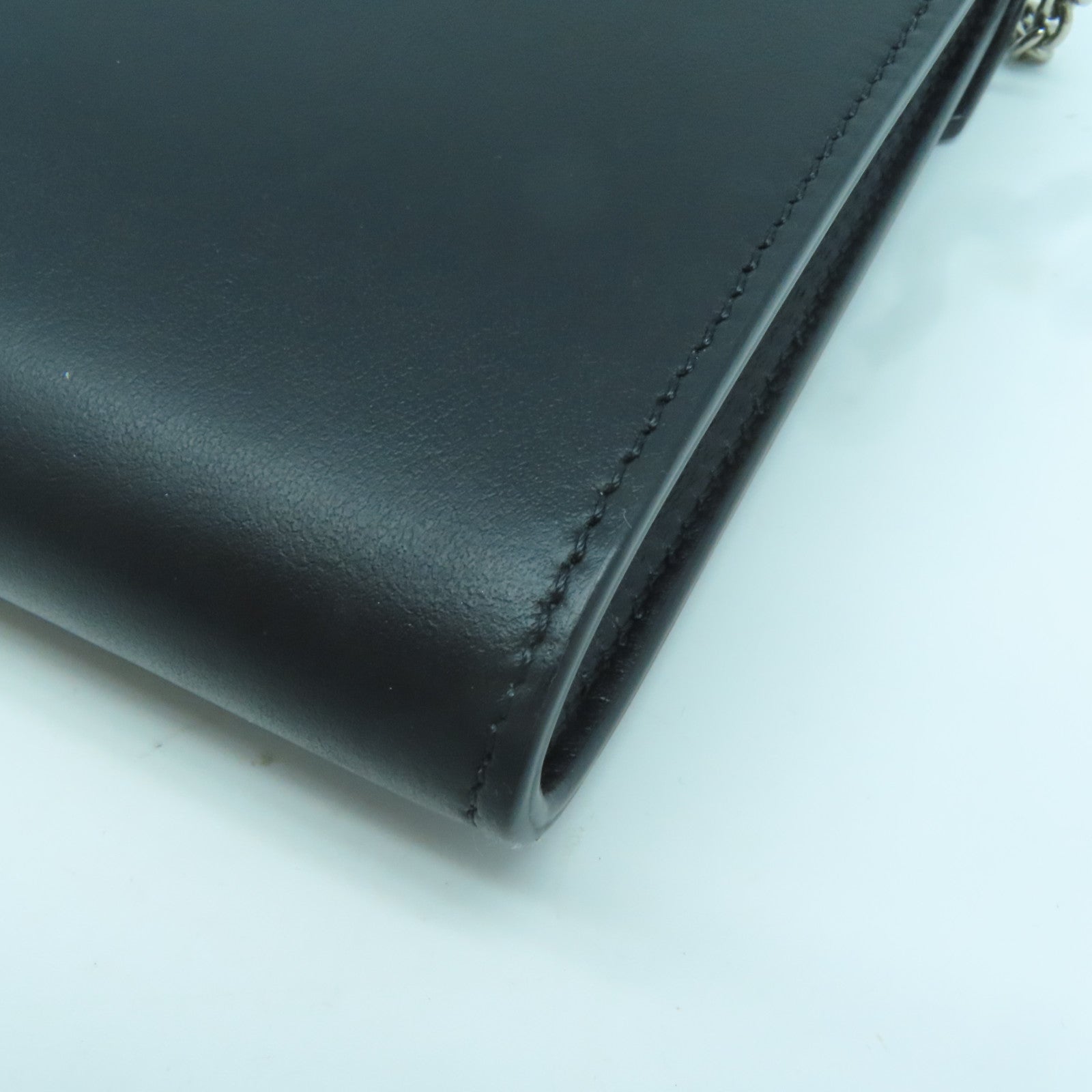 CELINE 牛皮皮革Chain Shoulder Bag銀扣鏈帶肩背袋黑色