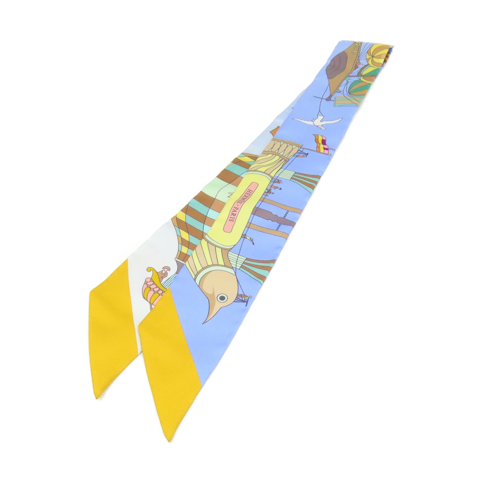 HERMES 絲質Twilly Scarf絲巾藍色/彩色