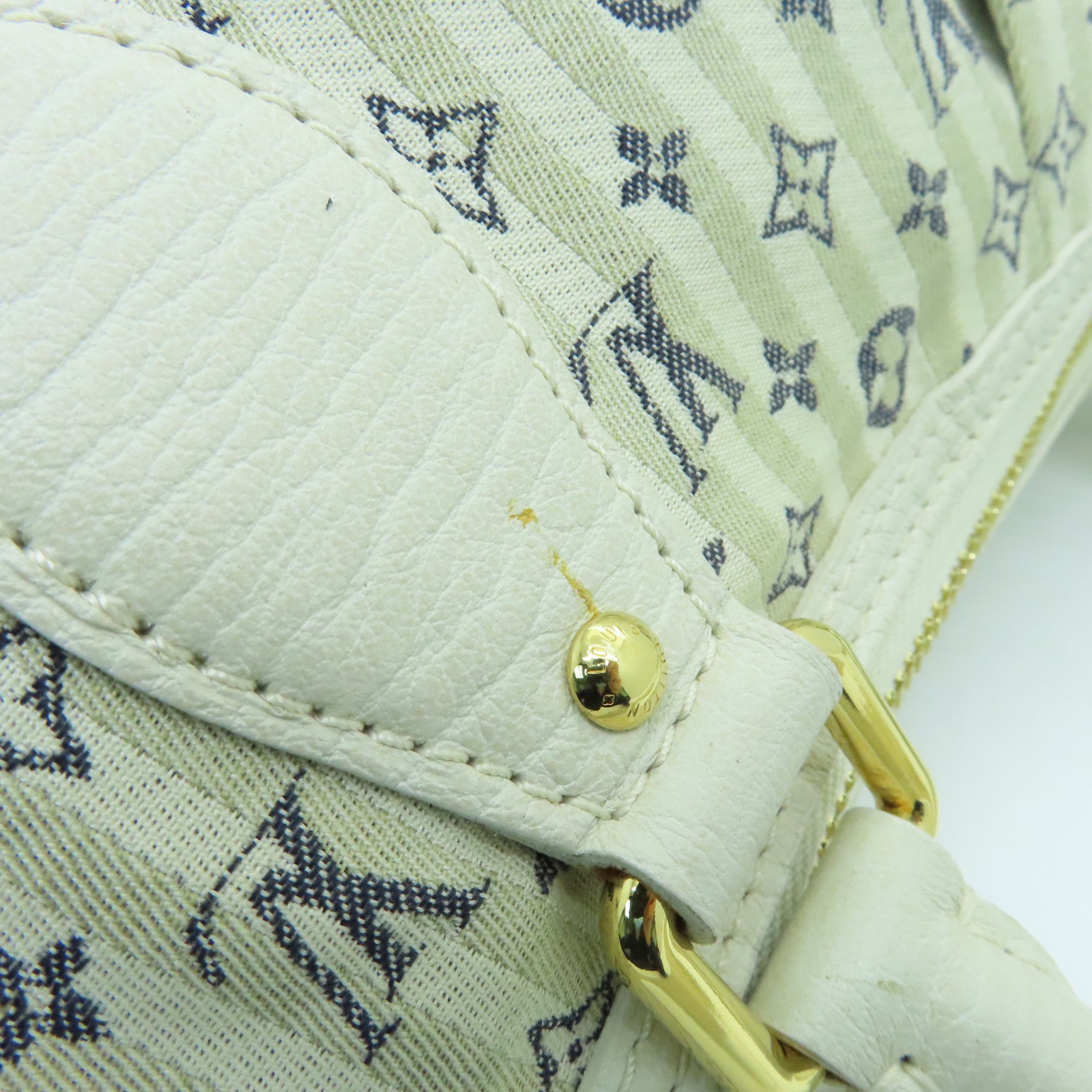 LOUIS VUITTON Monogram Mini Lin Marina GM金扣手挽肩背兩用袋白色