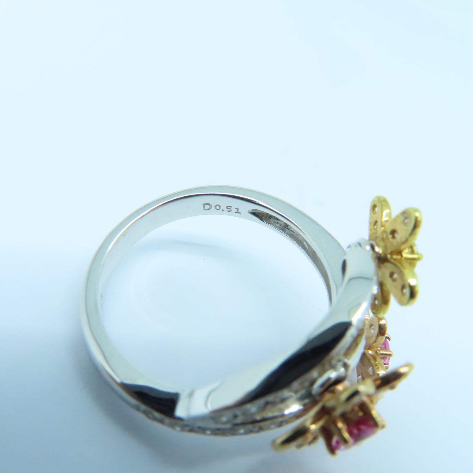 JEWELRY 18K White Gold/Gold Sapphire Ring 0.33ct Sapphire/0.51ct Diamond Ring US#6