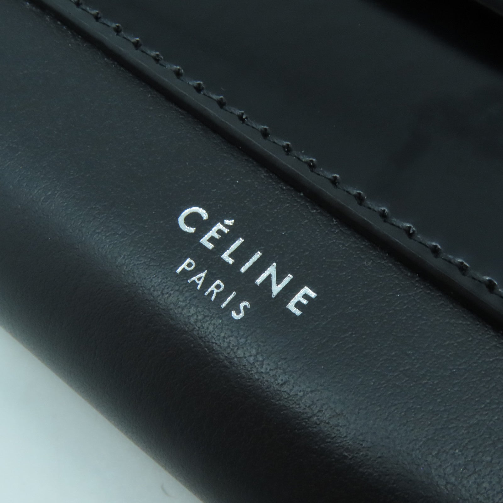 CELINE 牛皮皮革Chain Shoulder Bag銀扣鏈帶肩背袋黑色
