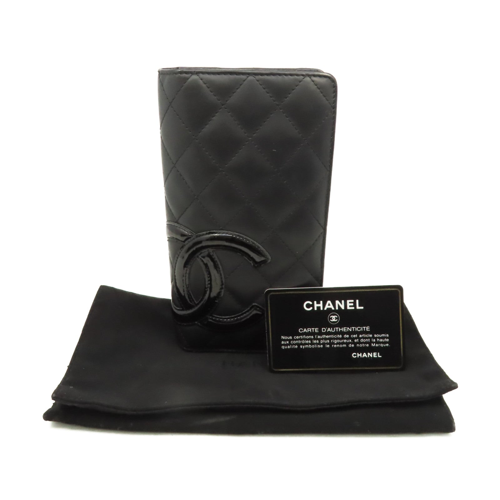 CHANEL 菱格羊皮皮革Cambon Long wallet長錢包黑色/粉紅色