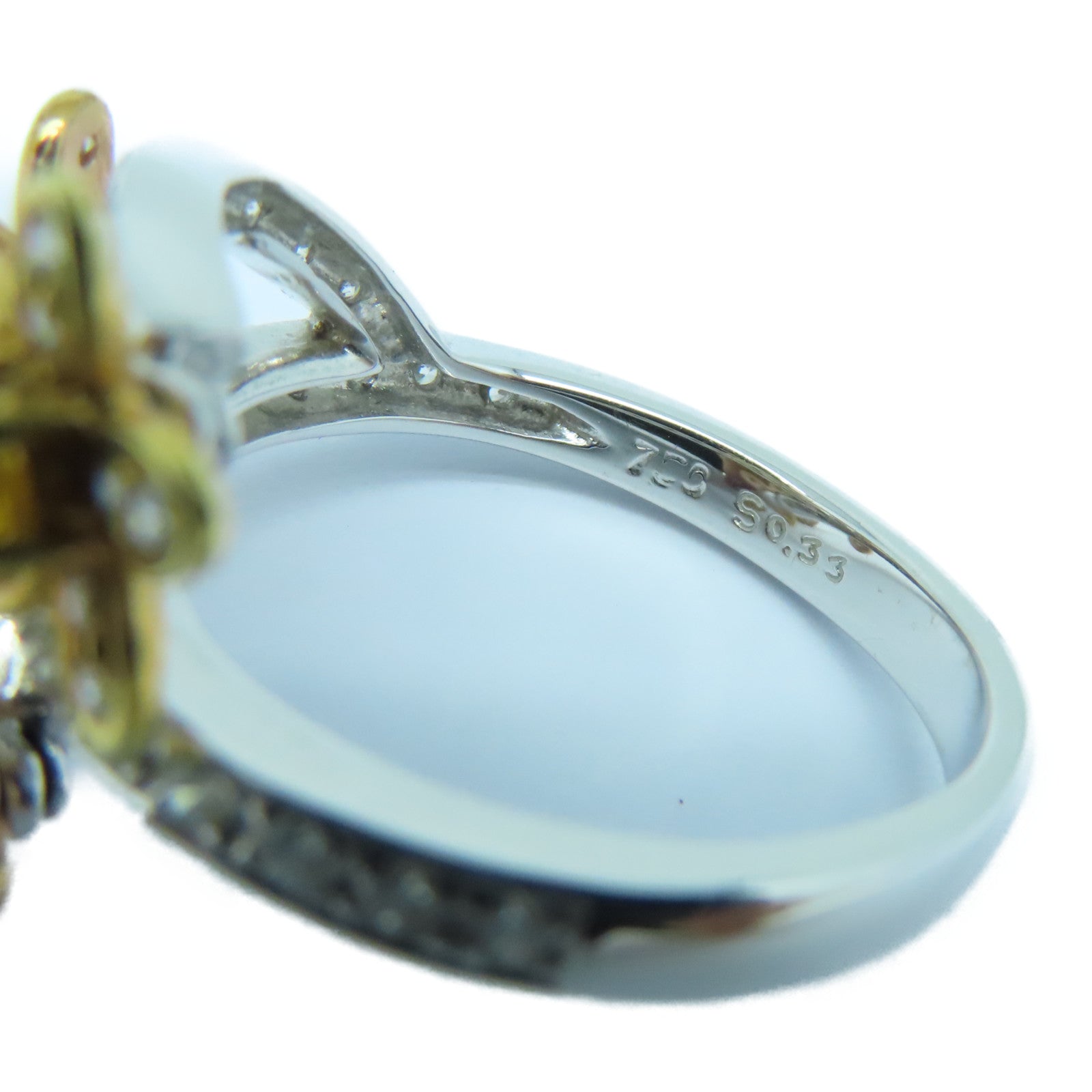 JEWELRY 18K White Gold/Gold Sapphire Ring 0.33ct Sapphire/0.51ct Diamond Ring US#6