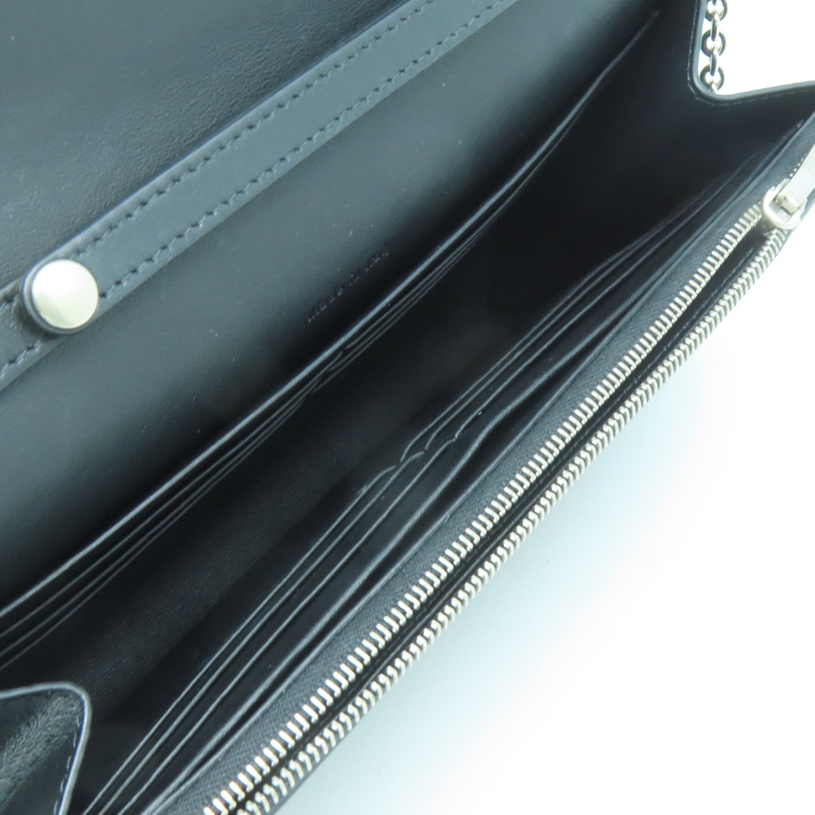 CELINE 牛皮皮革Chain Shoulder Bag銀扣鏈帶肩背袋黑色