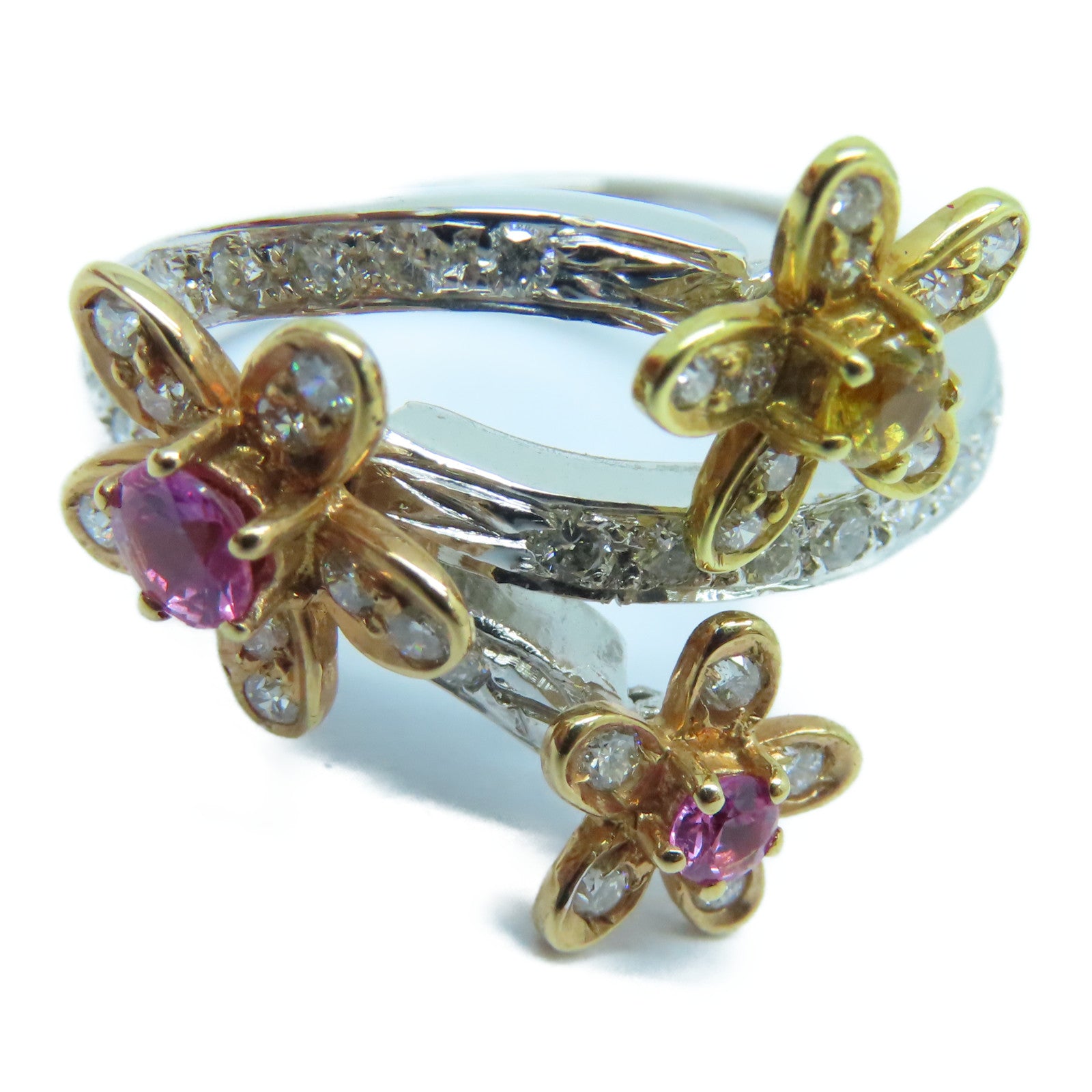 JEWELRY 18K White Gold/Gold Sapphire Ring 0.33ct Sapphire/0.51ct Diamond Ring US#6