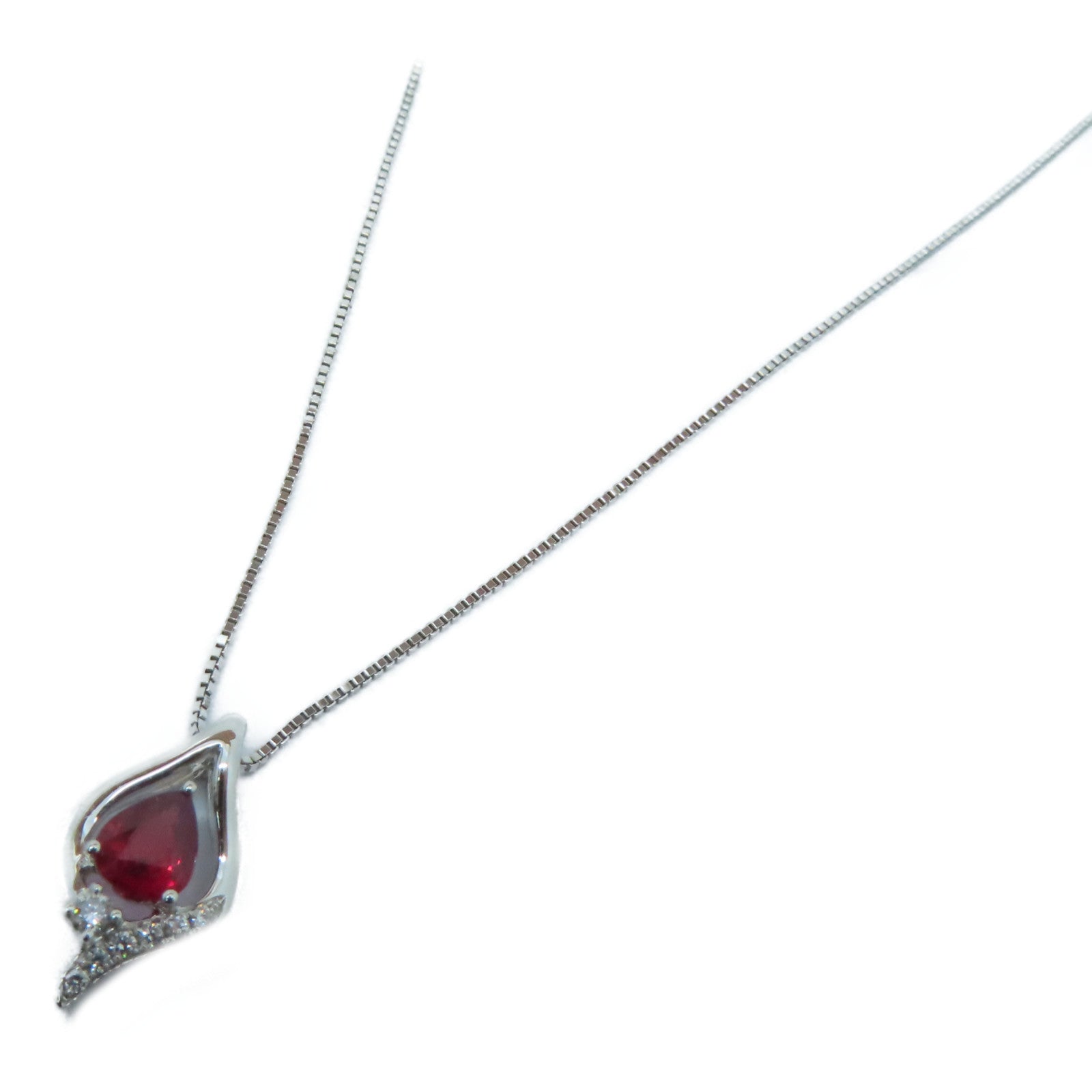 JEWELRY 【激減優惠】18K白金Diamond Ruby Necklace 0.04ct鑽石/0.36ct紅寶石項鍊