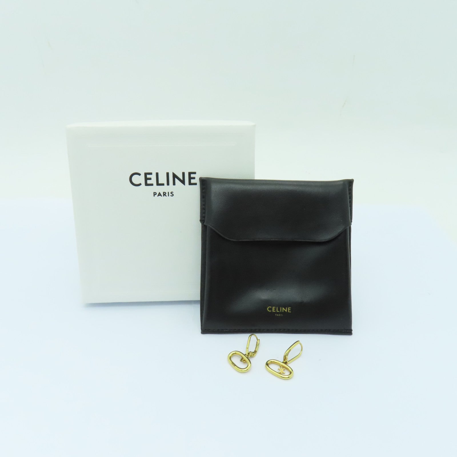CELINE 金屬Brass Triomphe Mobile Earrings耳環金色