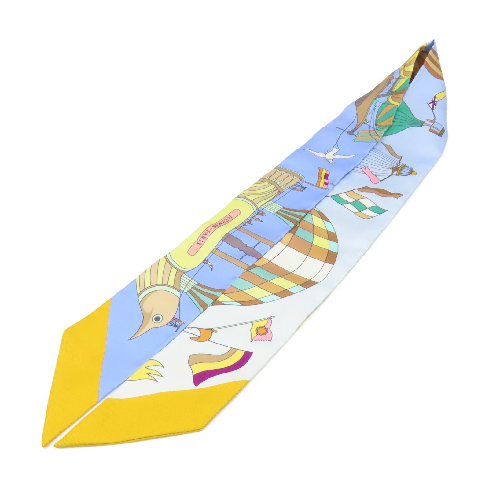 HERMES 絲質Twilly Scarf絲巾藍色/彩色