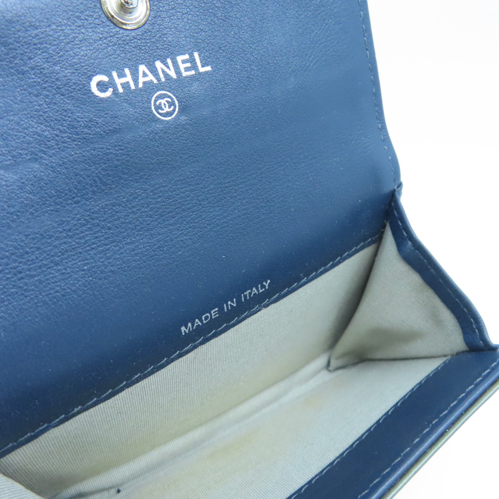 CHANEL rhombic patent leather Card Case card holder green