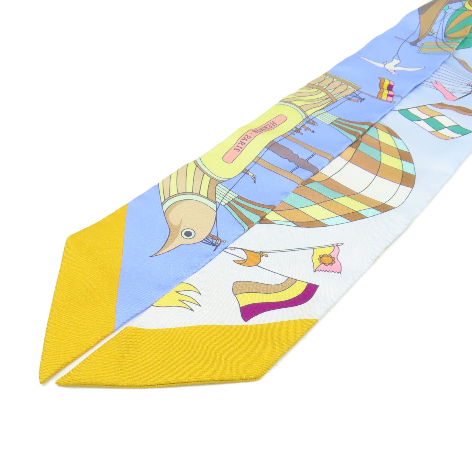 HERMES 絲質Twilly Scarf絲巾藍色/彩色