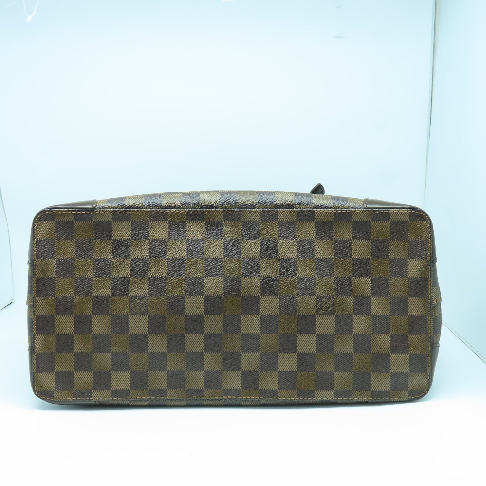 LOUIS VUITTON Damier Hampstead MM金扣手挽袋棕色/红色