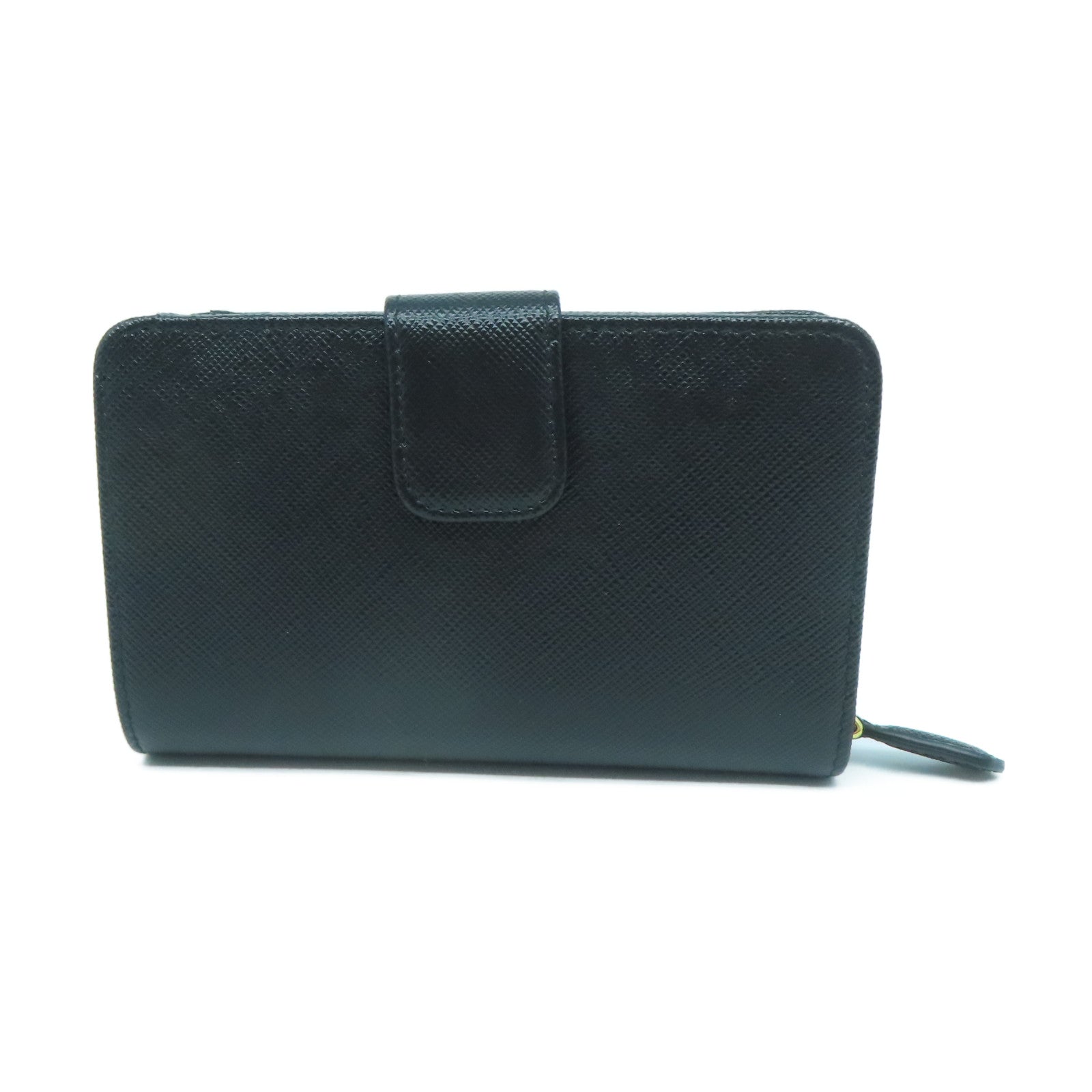 PRADA Saffiano皮革Wallet金扣錢包黑色