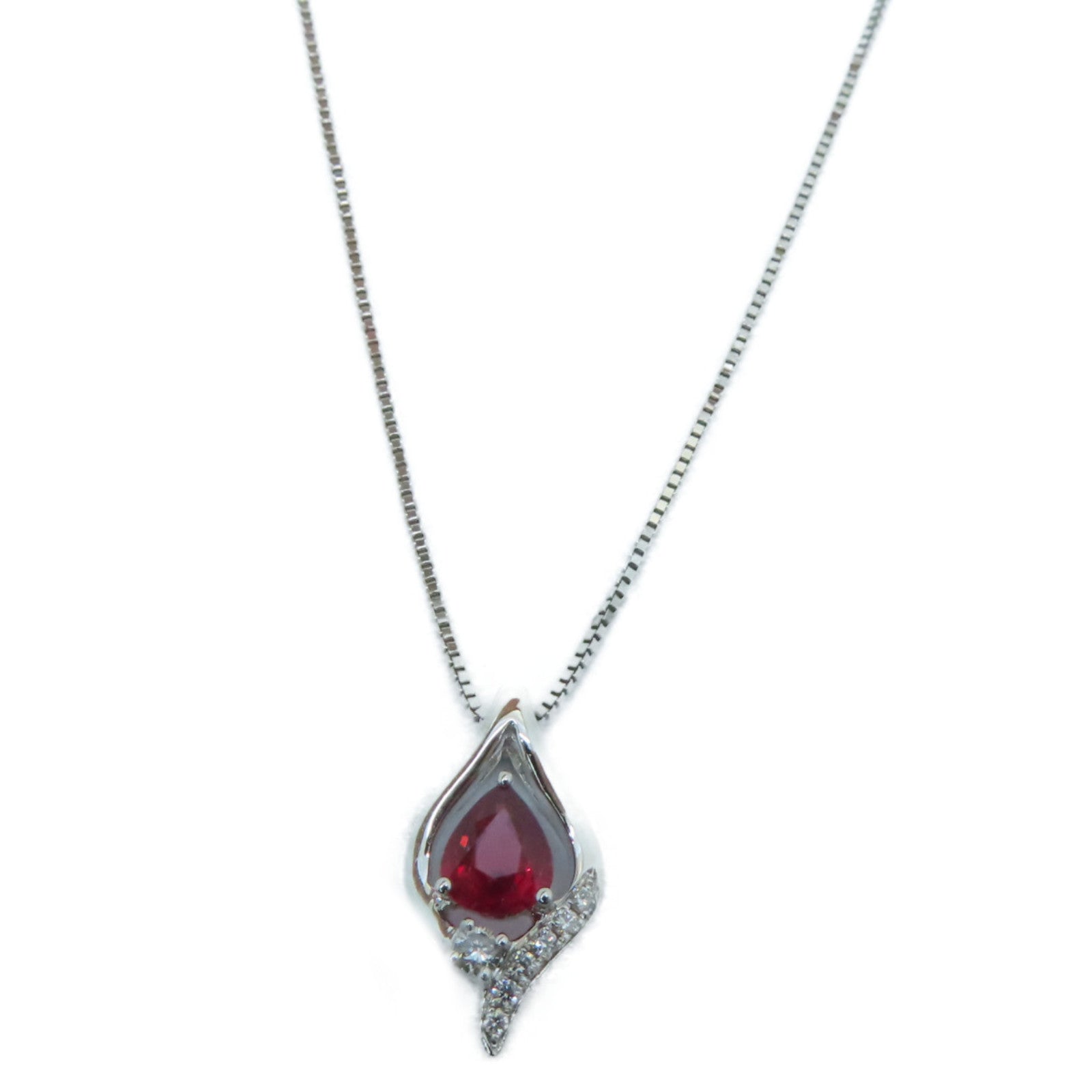 JEWELRY 【激減優惠】18K白金Diamond Ruby Necklace 0.04ct鑽石/0.36ct紅寶石項鍊