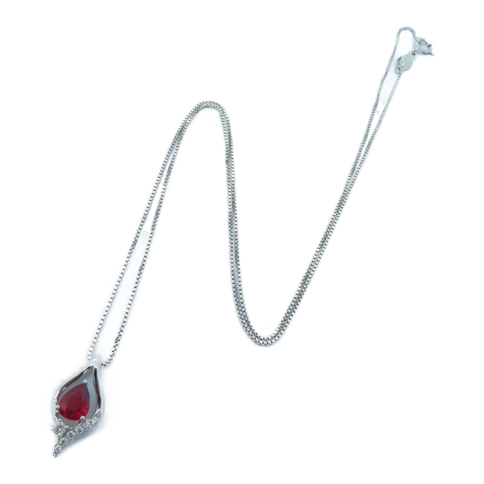 JEWELRY 【激減優惠】18K白金Diamond Ruby Necklace 0.04ct鑽石/0.36ct紅寶石項鍊