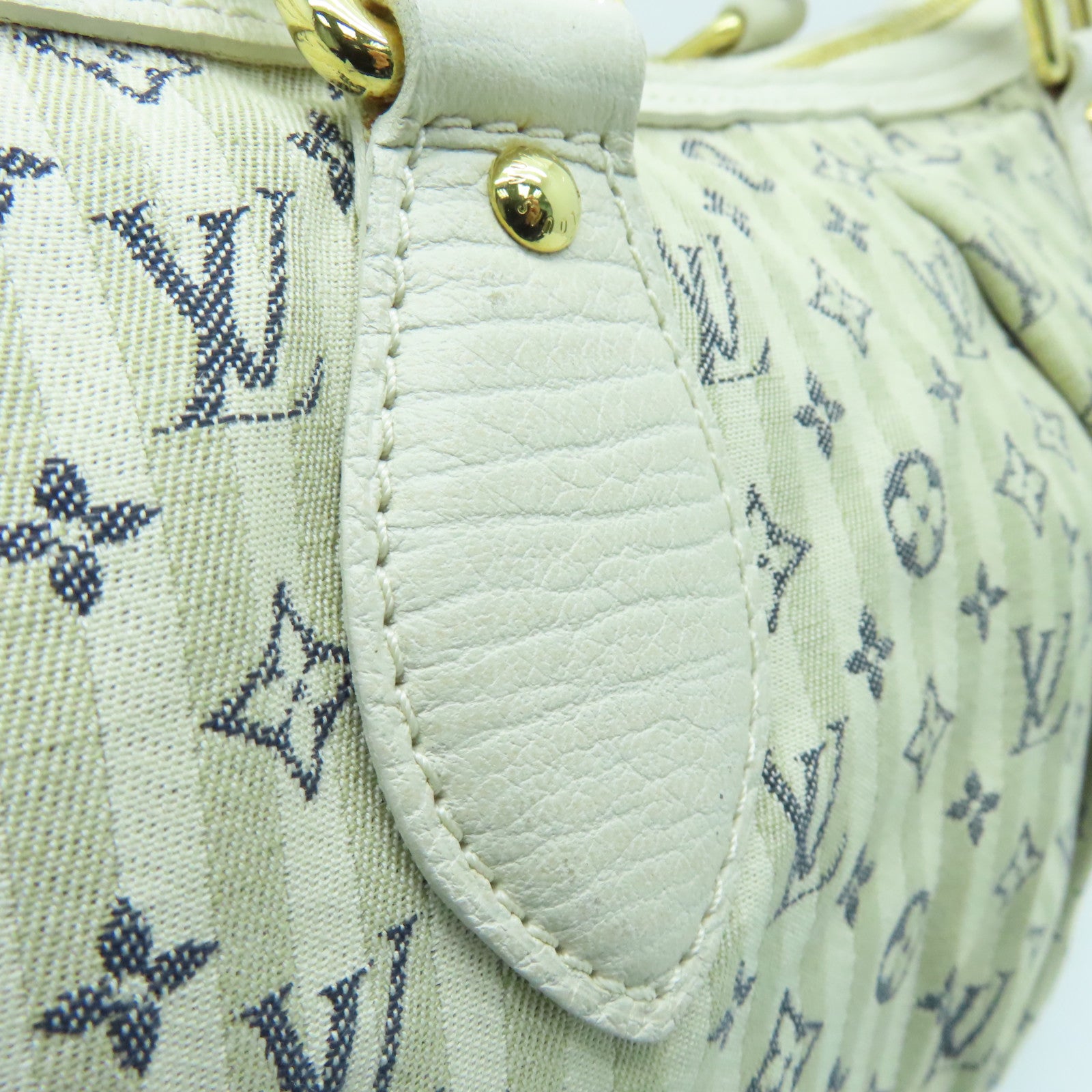 LOUIS VUITTON Monogram Mini Lin Marina GM金扣手挽肩背兩用袋白色