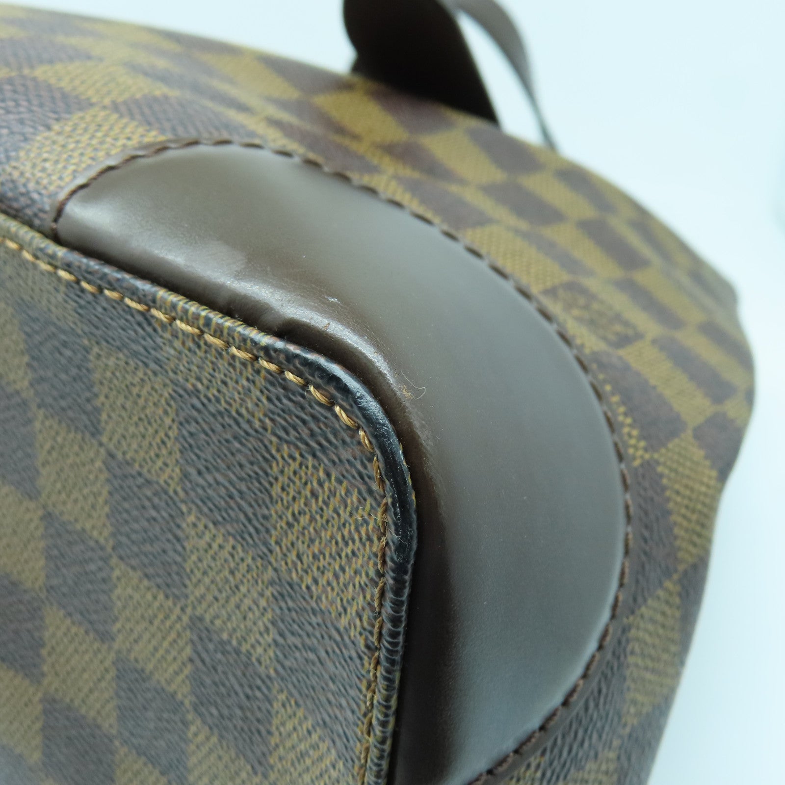 LOUIS VUITTON Damier Hampstead MM金扣手挽袋棕色/红色