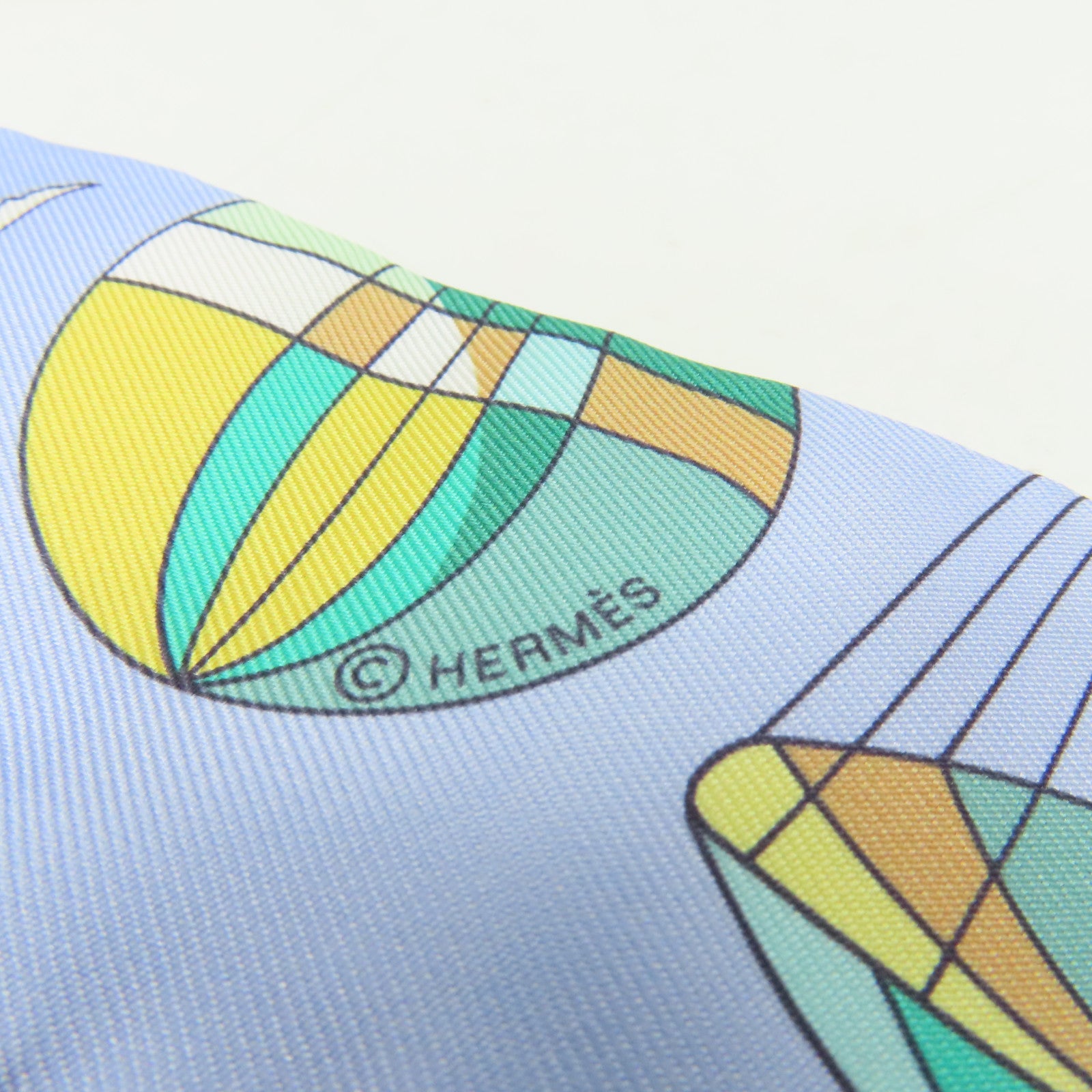 HERMES 絲質Twilly Scarf絲巾藍色/彩色