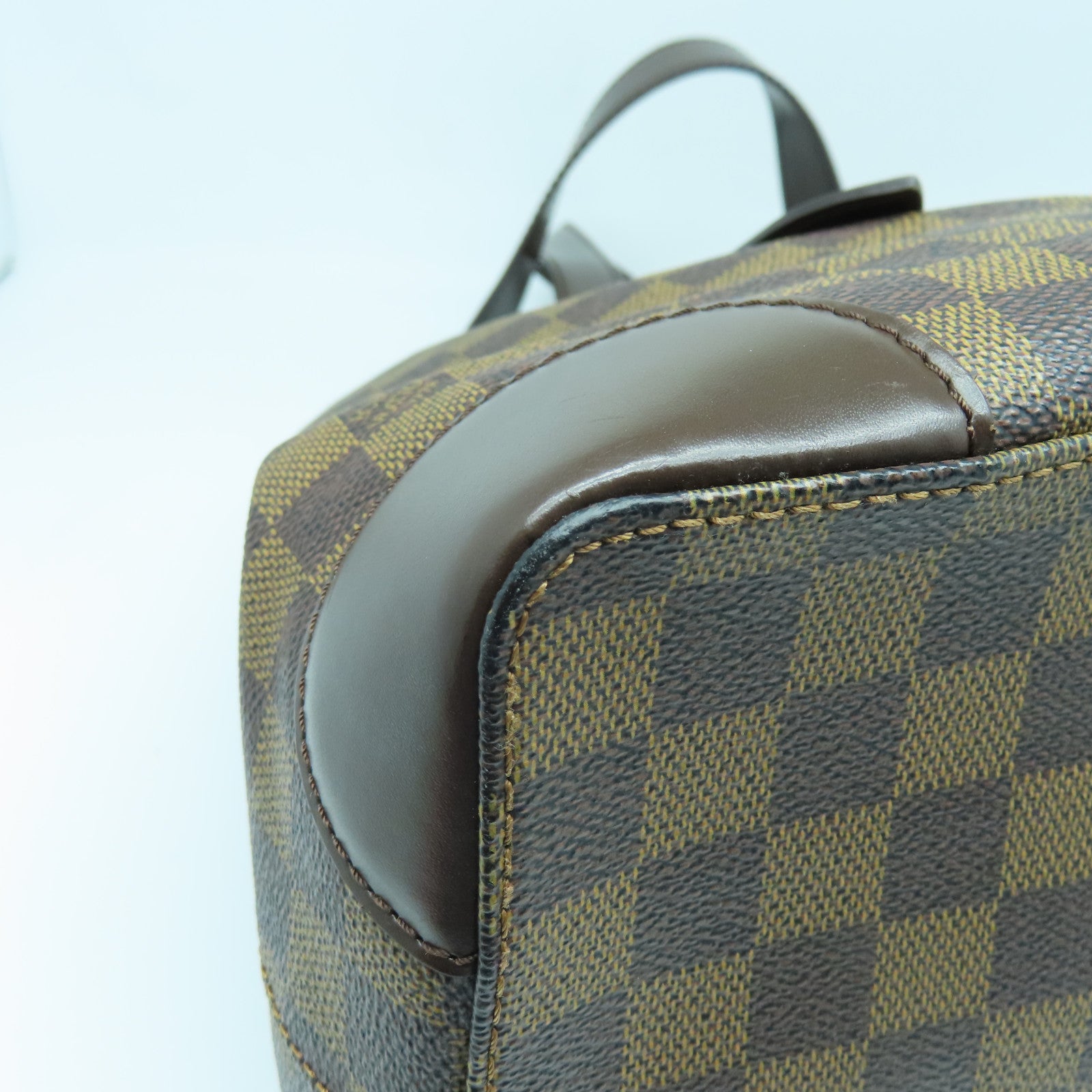 LOUIS VUITTON Damier Hampstead MM金扣手挽袋棕色/红色