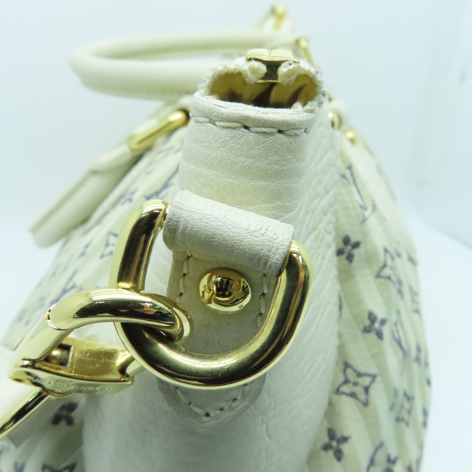 LOUIS VUITTON Monogram Mini Lin Marina GM金扣手挽肩背兩用袋白色