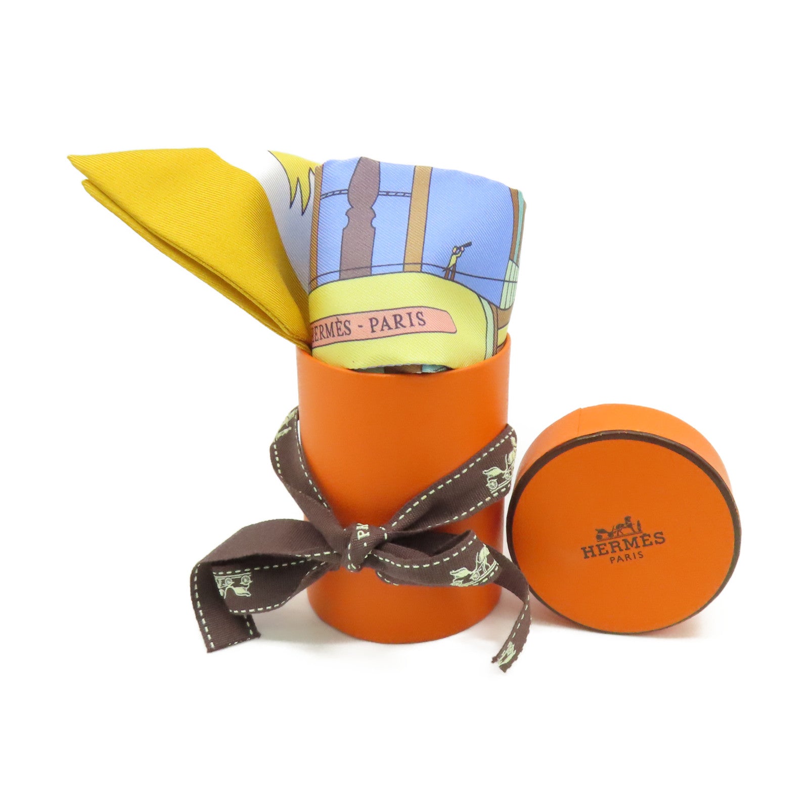 HERMES 絲質Twilly Scarf絲巾藍色/彩色