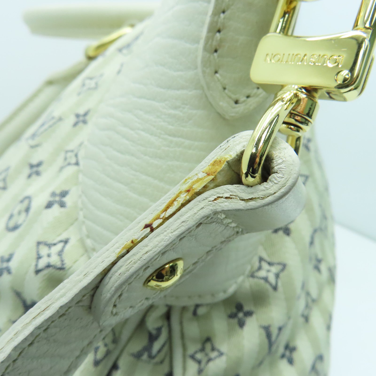LOUIS VUITTON Monogram Mini Lin Marina GM金扣手挽肩背兩用袋白色