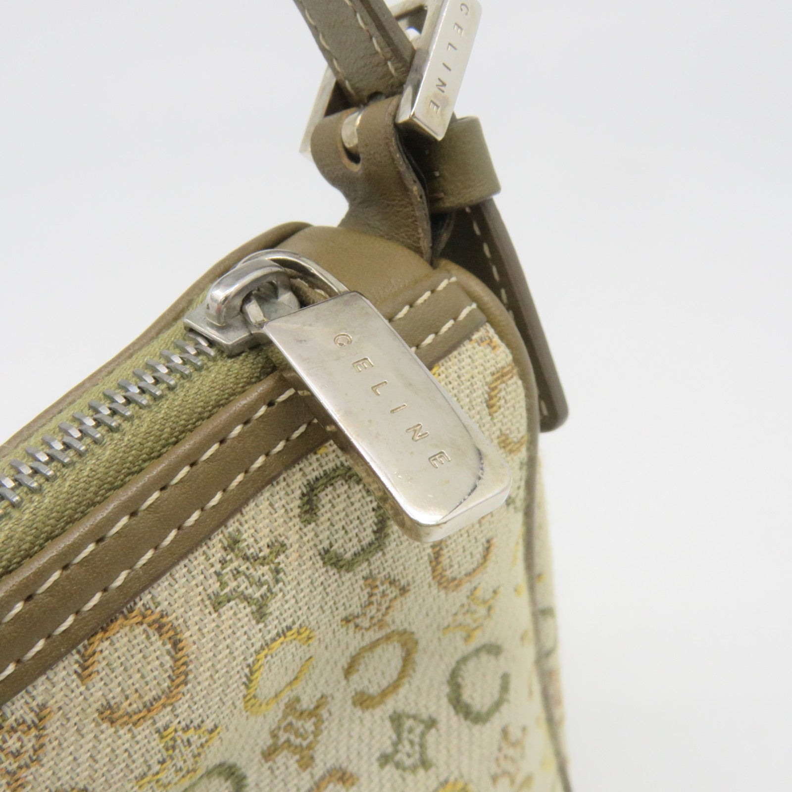 CELINE 帆布Shoulder Bag肩背袋杏色/啡色