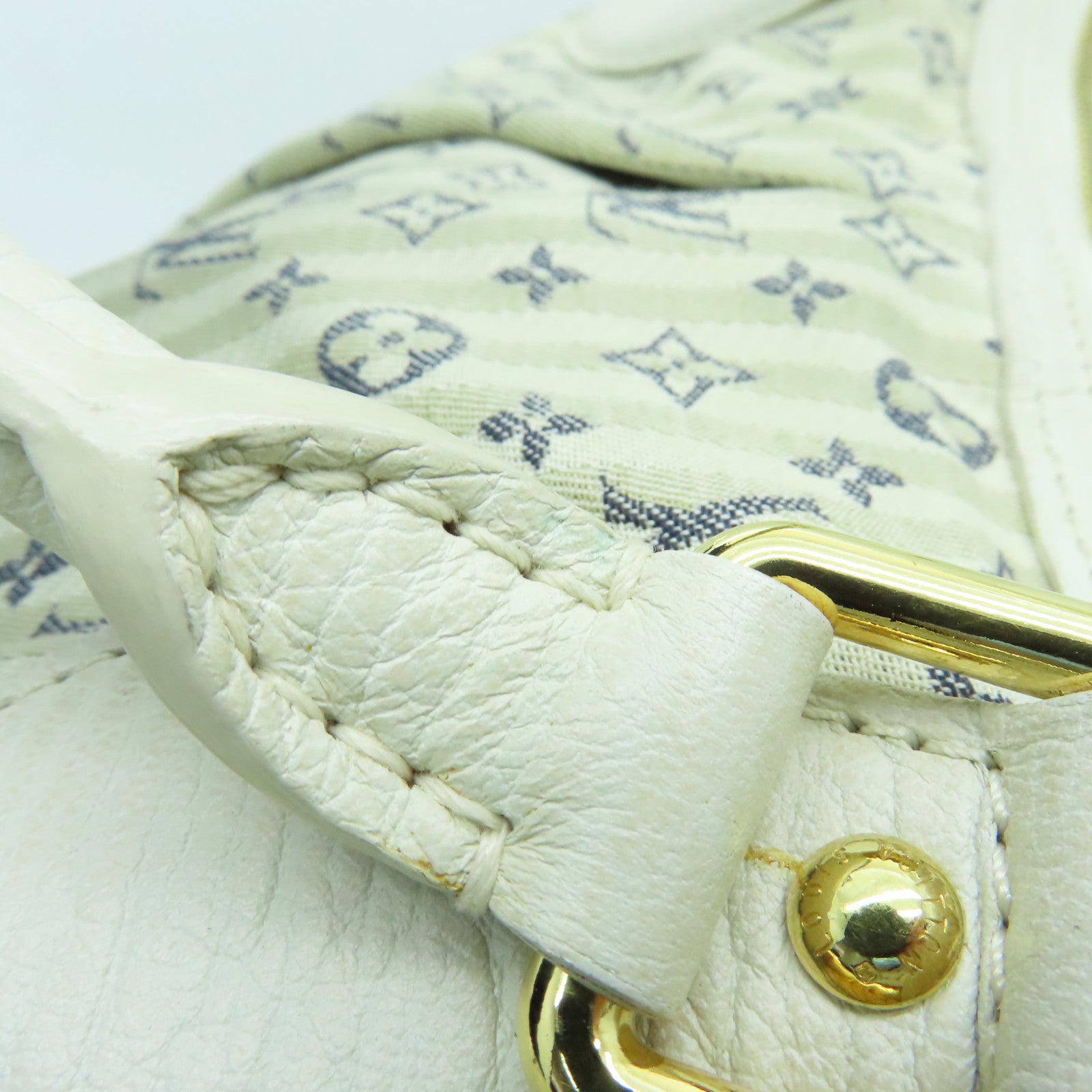 LOUIS VUITTON Monogram Mini Lin Marina GM金扣手挽肩背兩用袋白色