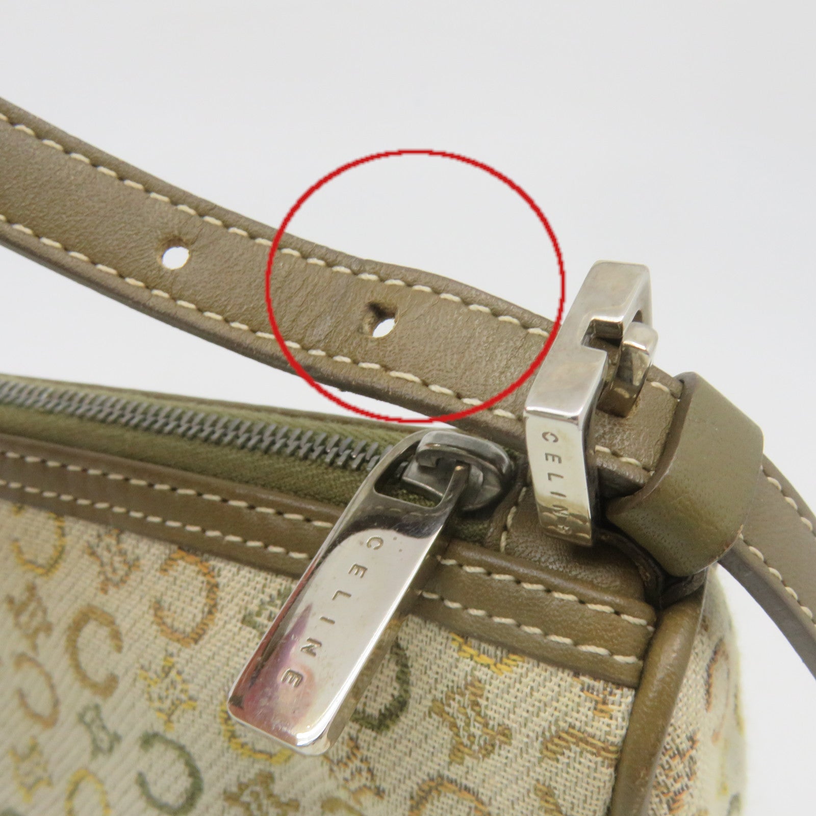 CELINE 帆布Shoulder Bag肩背袋杏色/啡色