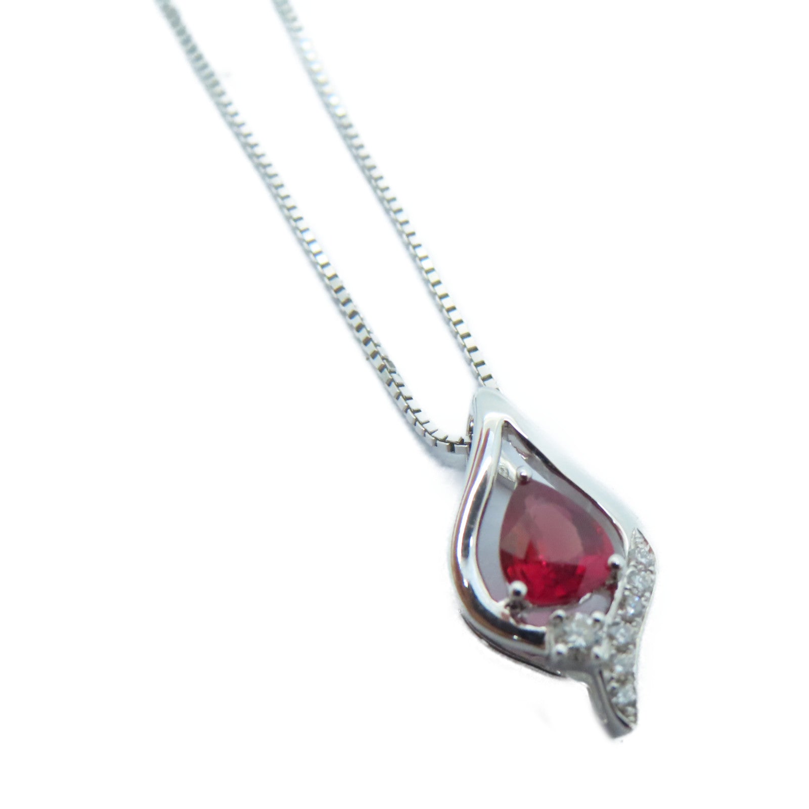 JEWELRY 【激減優惠】18K白金Diamond Ruby Necklace 0.04ct鑽石/0.36ct紅寶石項鍊