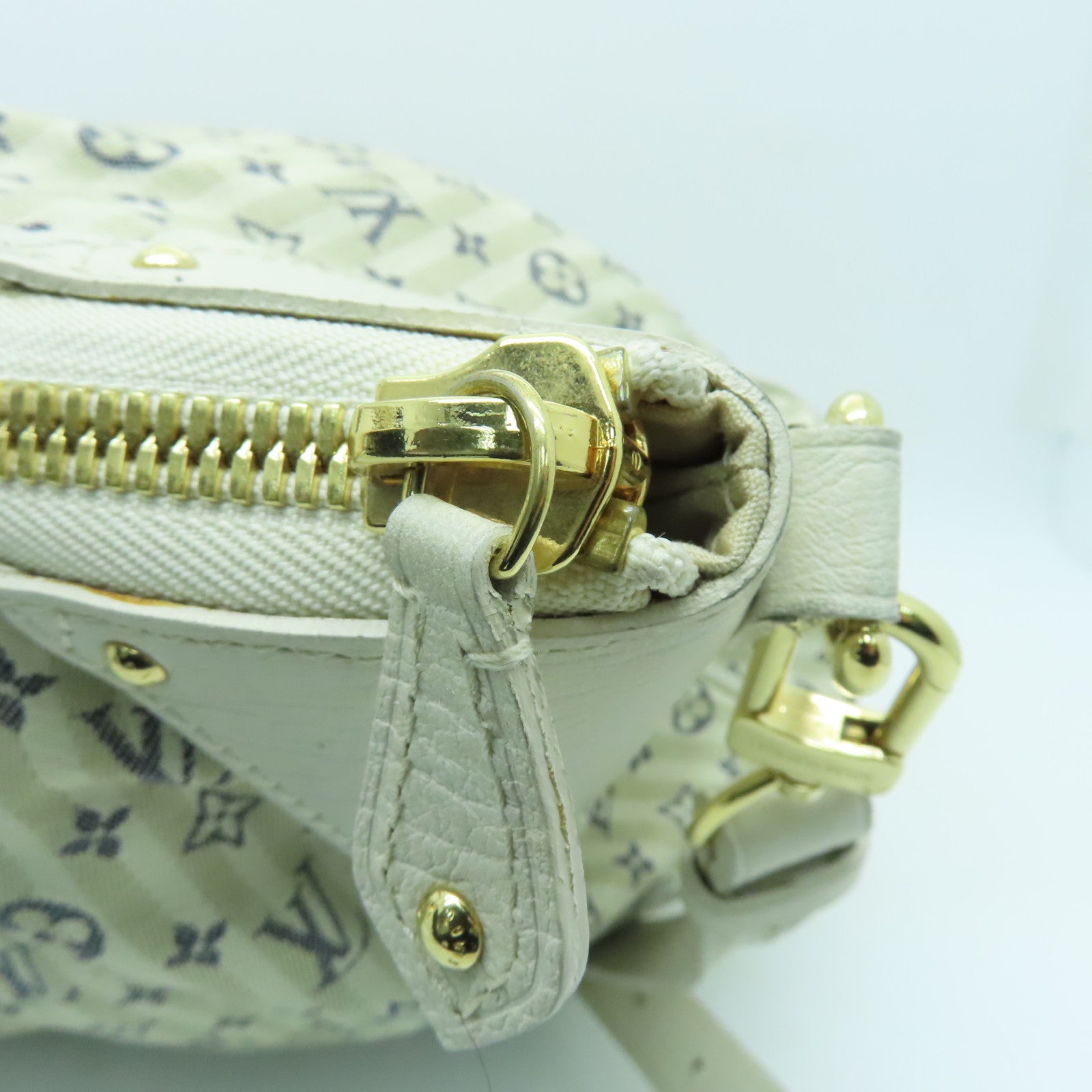 LOUIS VUITTON Monogram Mini Lin Marina GM金扣手挽肩背兩用袋白色