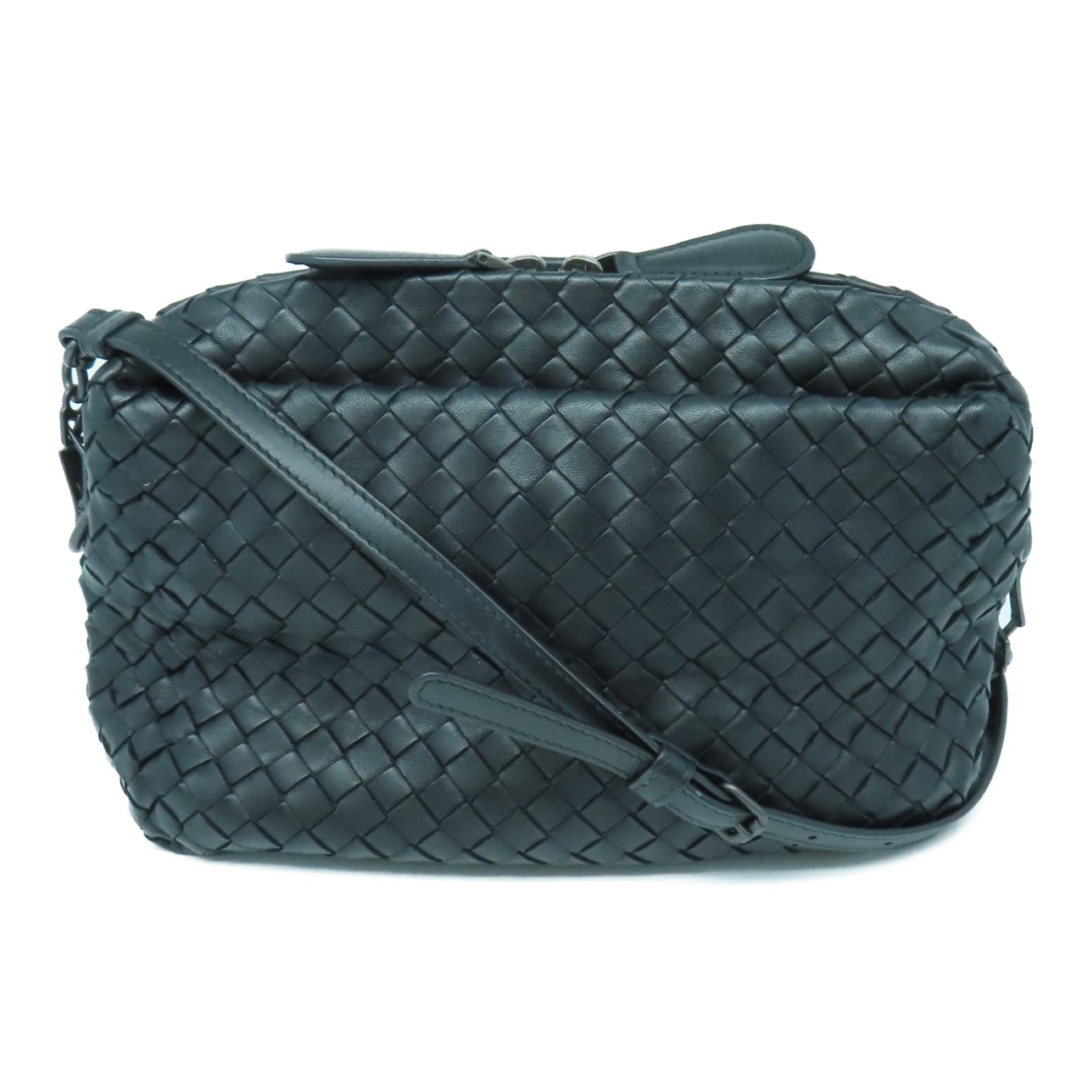 BOTTEGA VENETA 织纹皮革Shoulder Bag肩背袋黑色