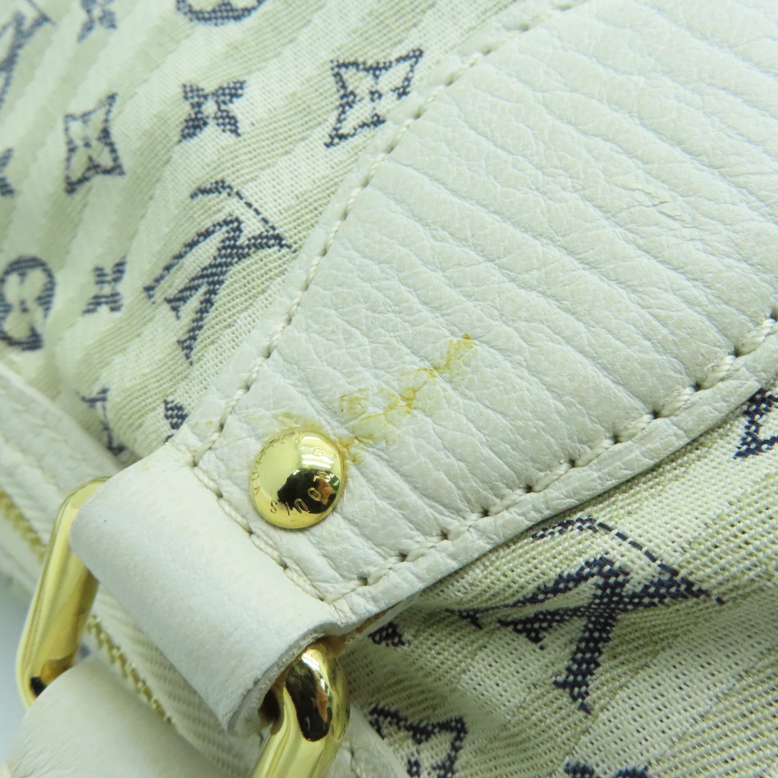 LOUIS VUITTON Monogram Mini Lin Marina GM金扣手挽肩背兩用袋白色