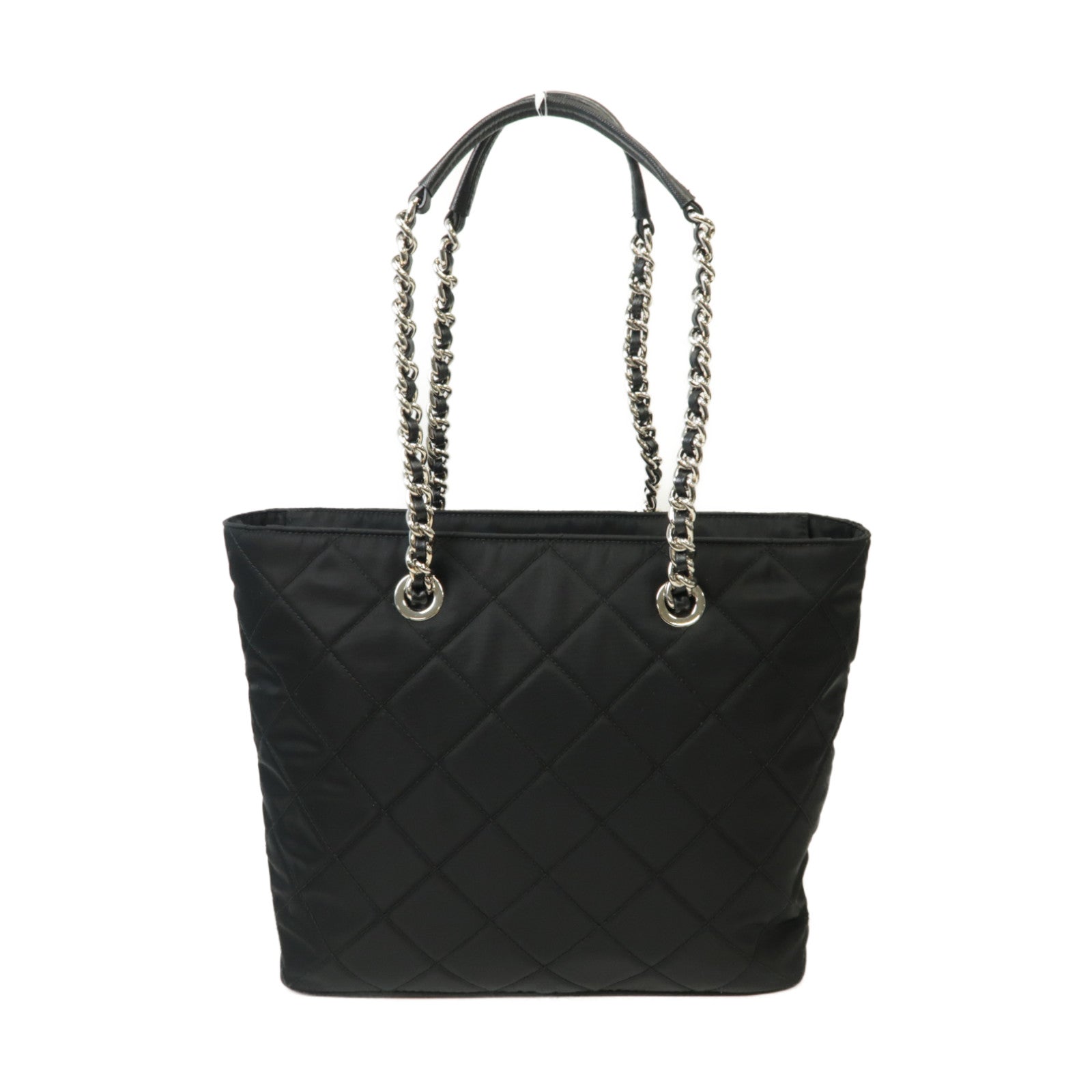 PRADA 尼龍Chain Shoulder Bag銀扣鏈帶肩背袋黒色