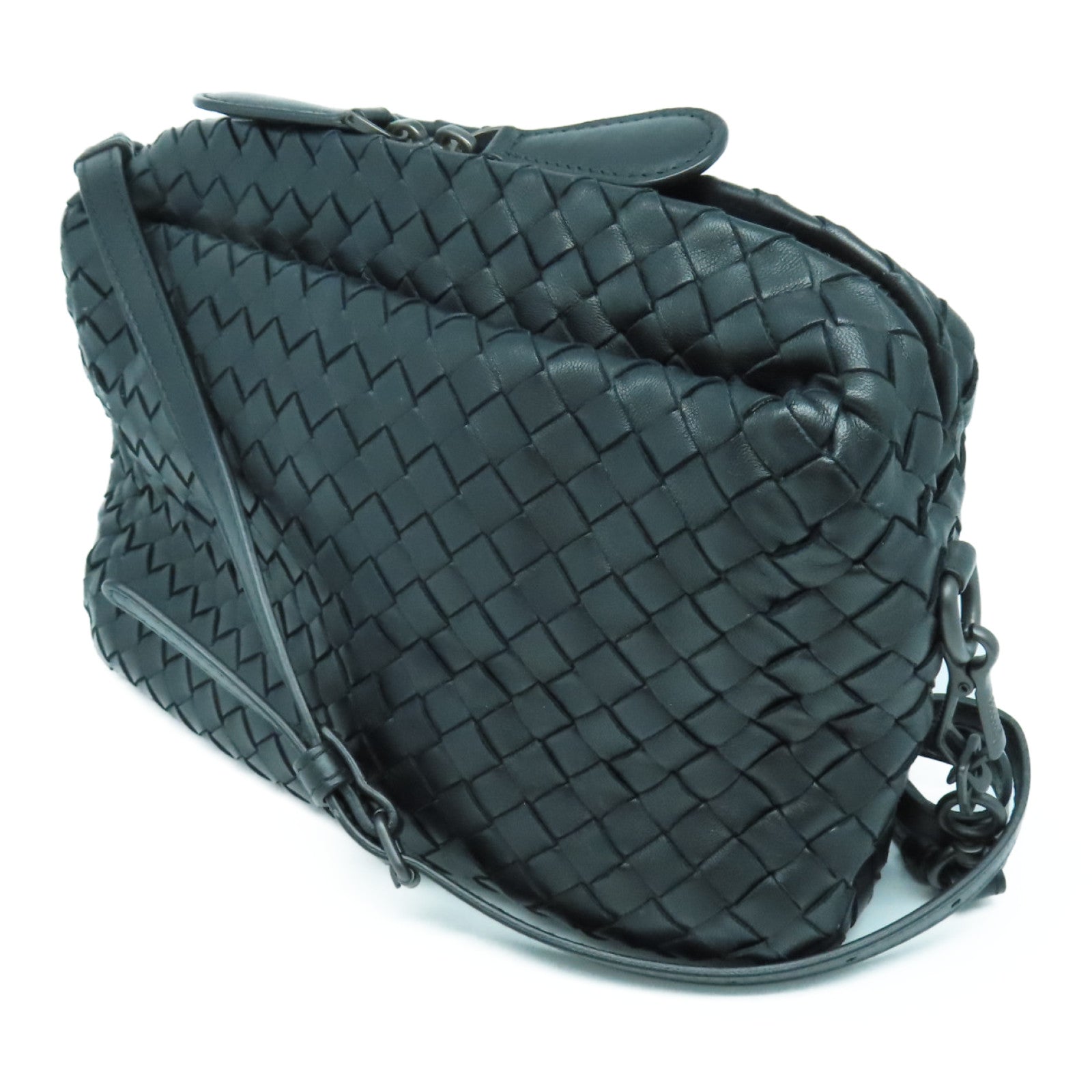 BOTTEGA VENETA 织纹皮革Shoulder Bag肩背袋黑色