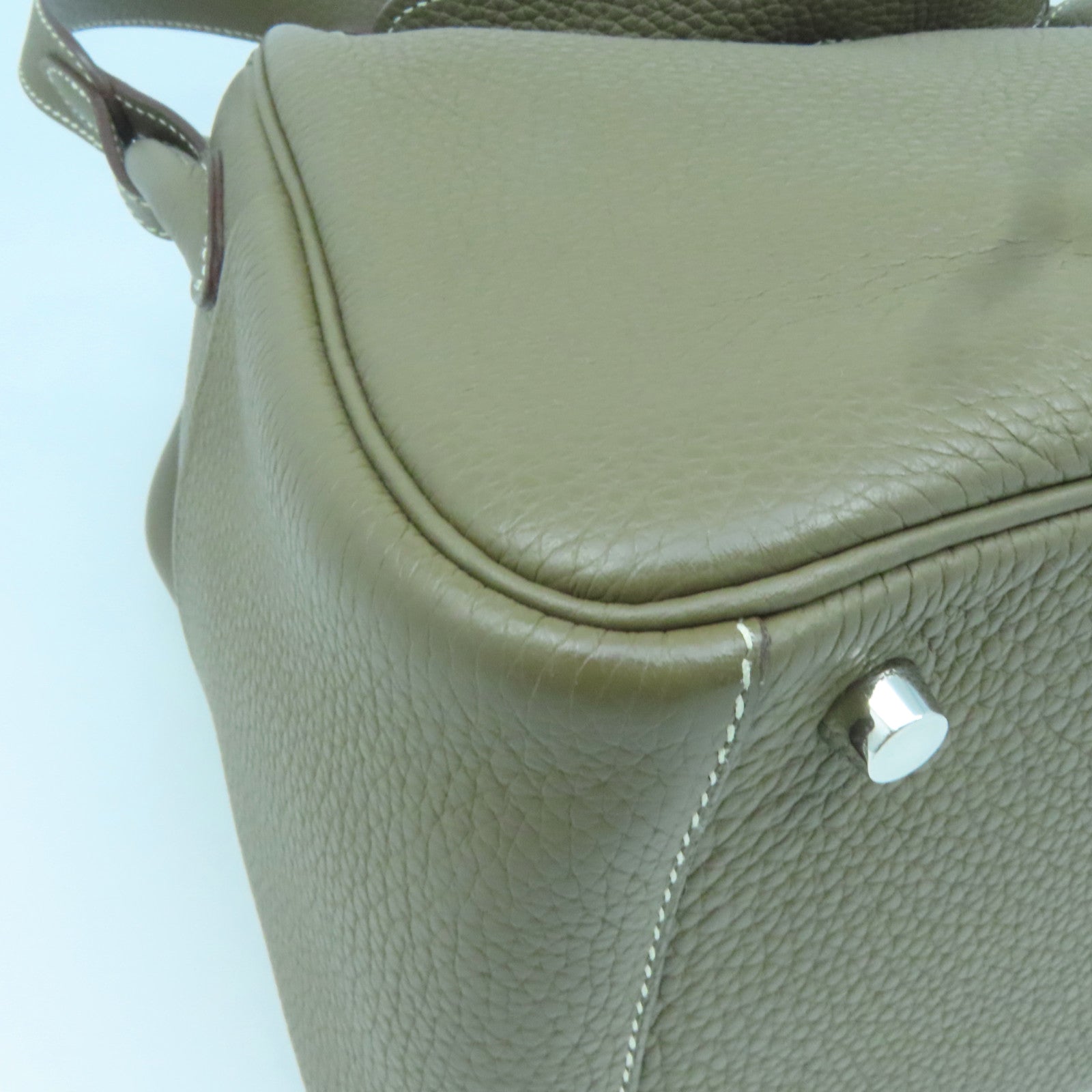 HERMES Clemence皮革Lindy 26銀扣手挽肩背兩用袋大象灰