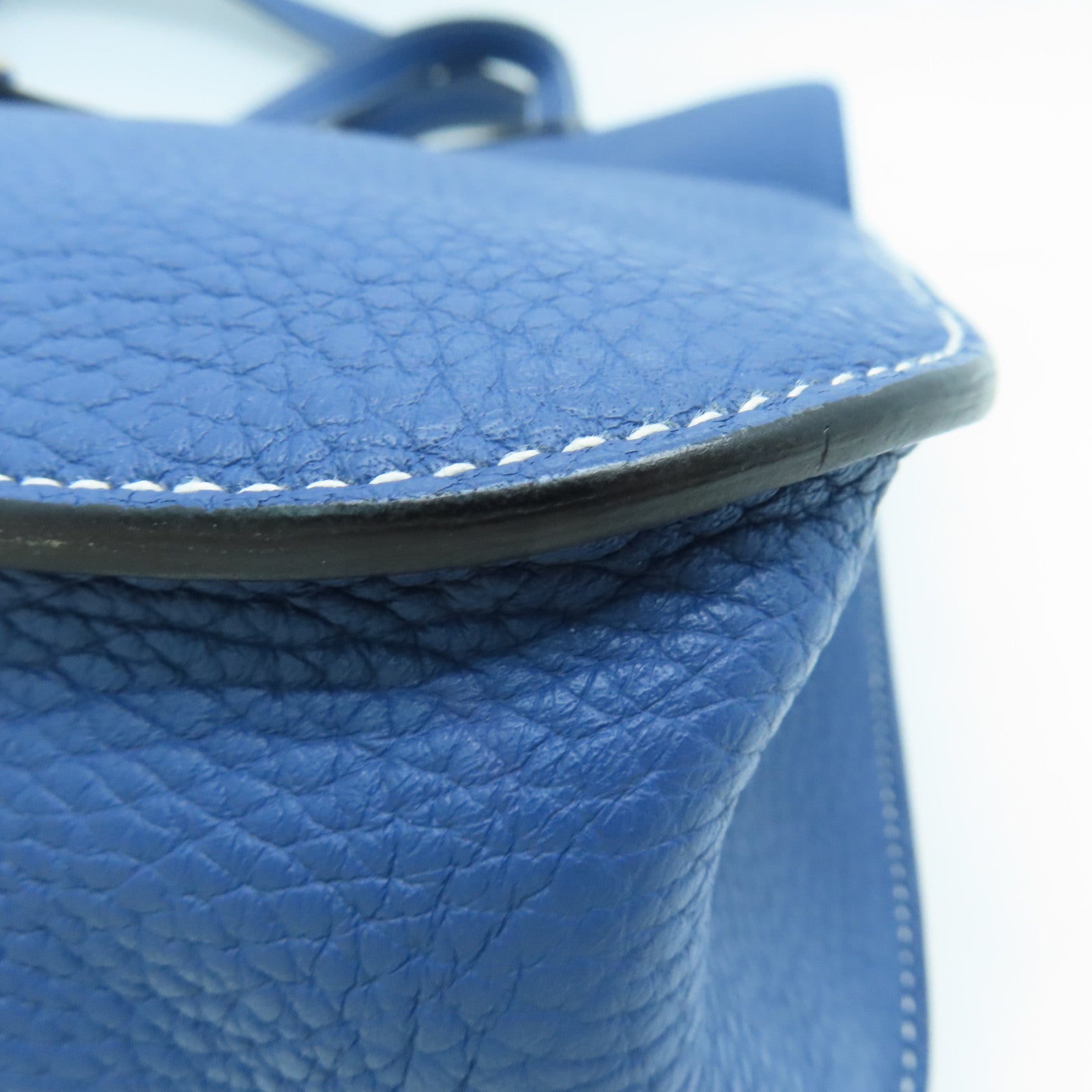 HERMES Clemence皮革Halzan 31银扣手挽肩背两用袋蓝色