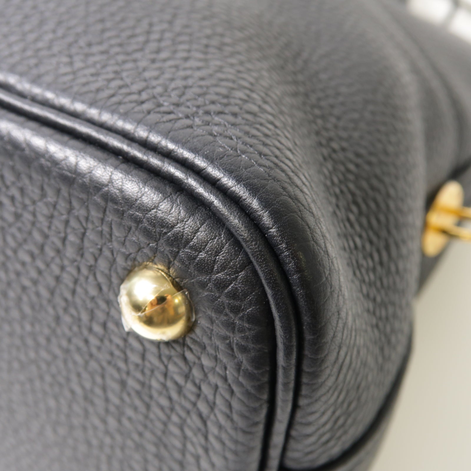 HERMES Clemence皮革Bolide 31金扣手挽肩背兩用袋黑色