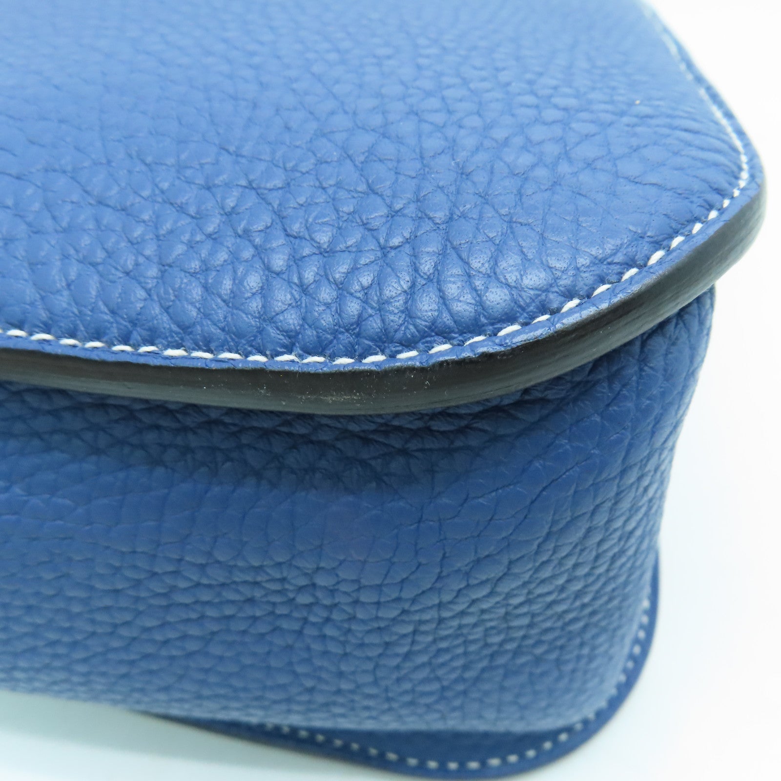 HERMES Clemence皮革Halzan 31银扣手挽肩背两用袋蓝色