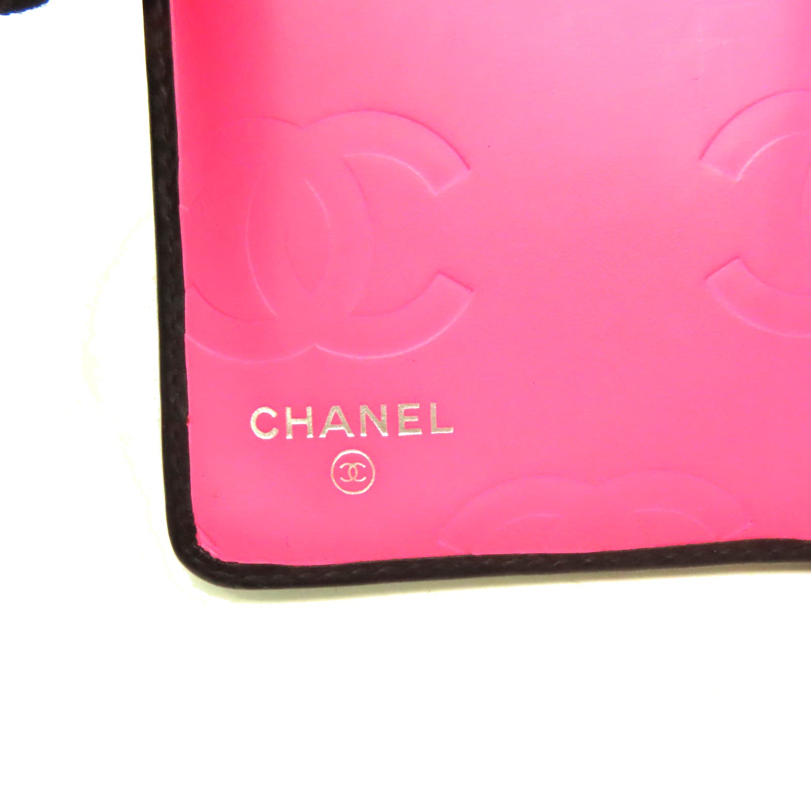 CHANEL 菱格羊皮皮革Cambon Long wallet長錢包黑色/粉紅色