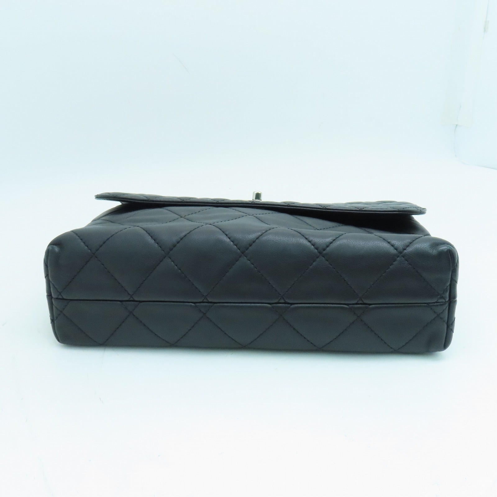 CHANEL 菱格羊皮皮革Shoulder Bag银扣链带手挽肩背两用袋黑色
