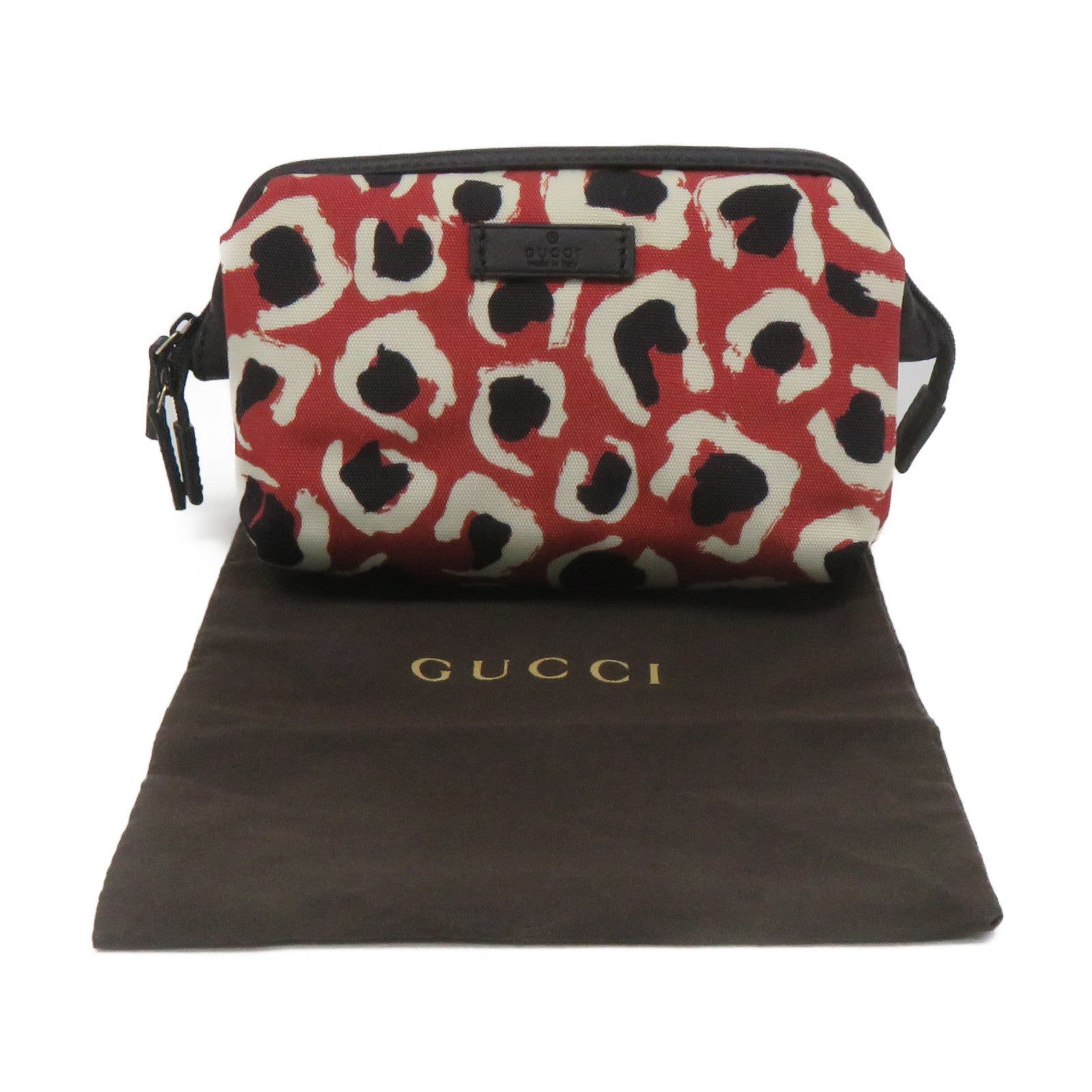 GUCCI 帆布Pouch手拿包紅色/黑色
